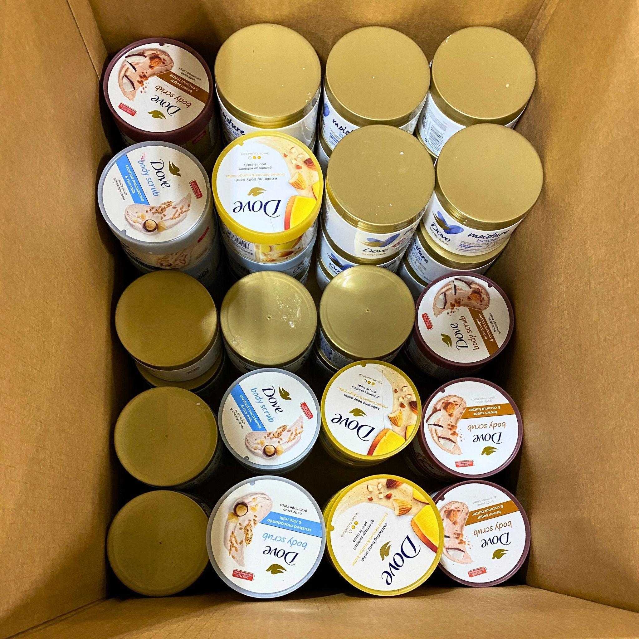 Dove Body Scrub Exfoliating for Smooth Skin - 50 Pcs Bulk Pack with Various Sizes & Fragrances - Perfect for Spa, Home Care & Gift Giving