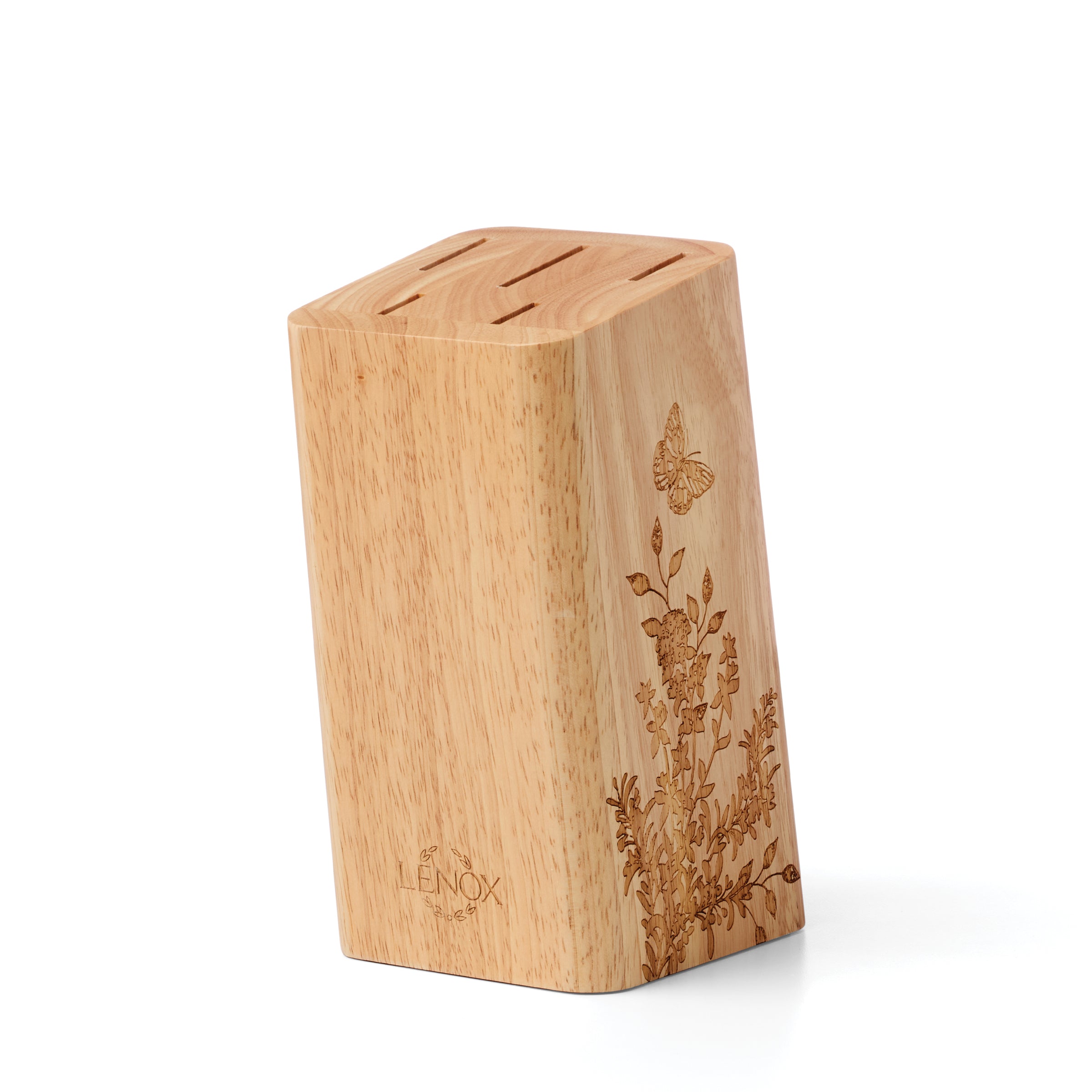 Butterfly Meadow Herbs 6-Piece Cutlery Block Set - Premium Wooden Knife Holder with Stainless Steel Knives - Perfect for Kitchen Storage & Countertop Organization