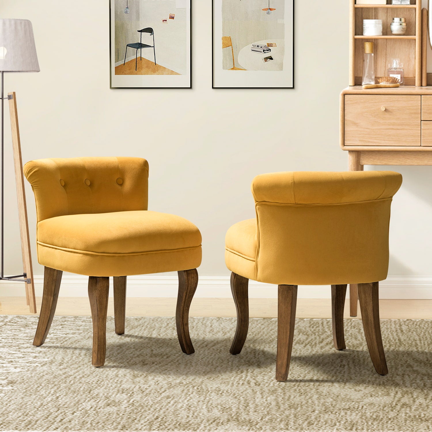 Moises Velvet Vanity Stool with Optional Types - Elegant Makeup Stool for Dressing Table, Bedroom & Bathroom