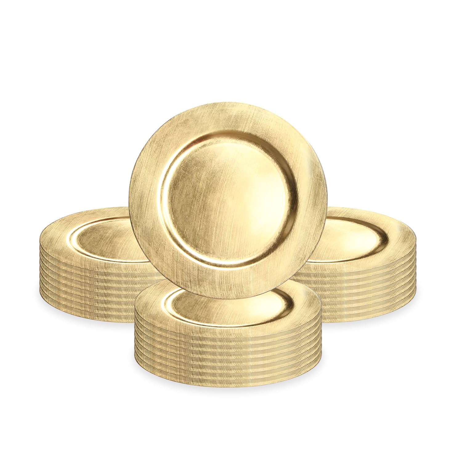 24 Pack 13 Inch Gold Plastic Charger Plates - Heavy Duty & Durable Fancy Dinner Plates for Weddings, Parties, Events - Elegant Table Setting for Formal Dinners, Banquets, and Special Occasions