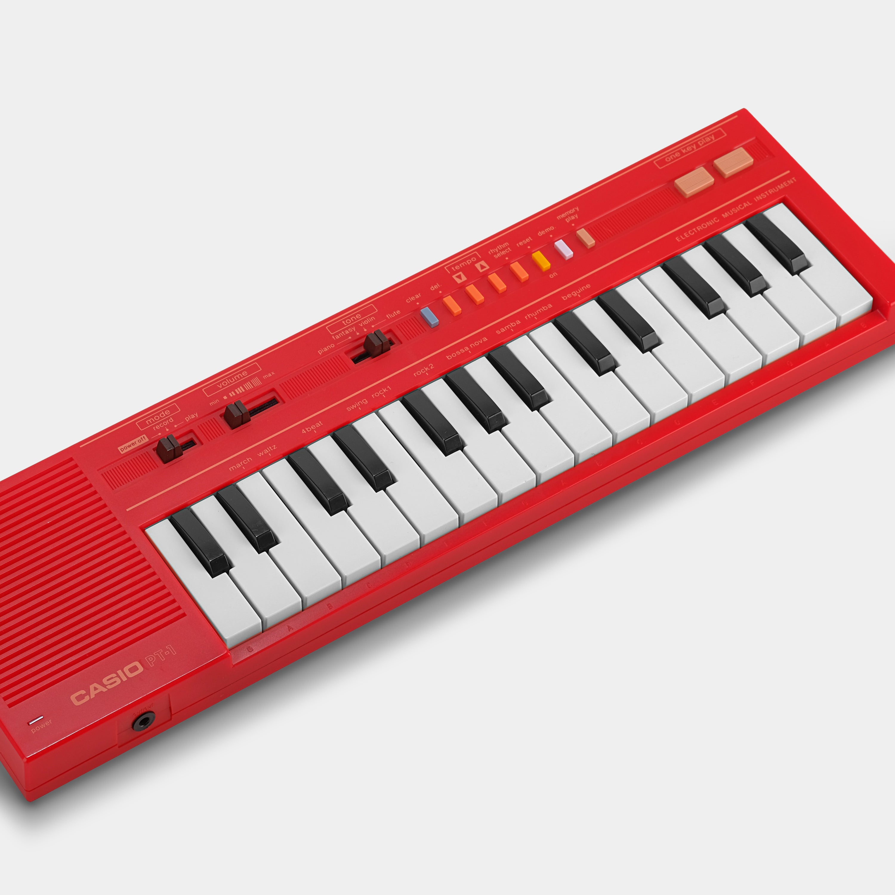Casio PT-1 Red Mini Synthesizer Keyboard - Portable & Fun for Beginners, Kids, and Music Lovers - Perfect for Home, Studio, and Travel Use