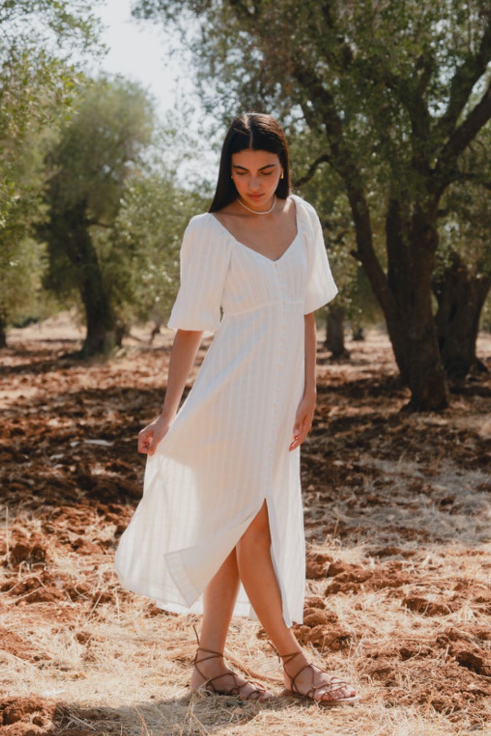 Heartfelt Ivory Check SS Button Front Midi Dress - Elegant Casual Wear for Brunch, Date Night & Summer Parties