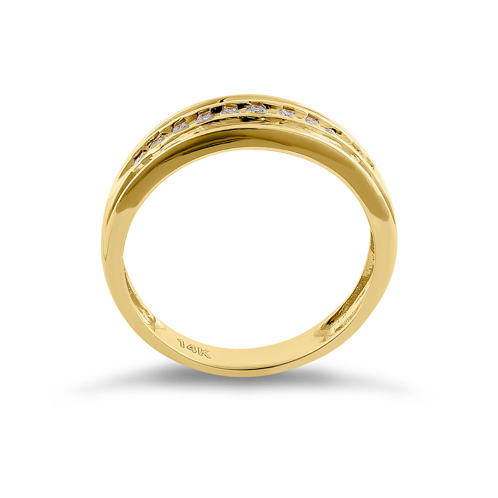 14K Yellow Gold Half Eternity Men's Diamond Wedding Band Ring - 0.21ct Round Cut Diamond for Anniversary, Engagement & Special Occasions