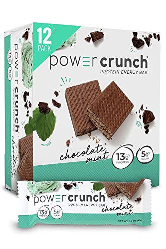 Power Crunch Whey Protein Bars - 12 Pack, 1.4oz Each | High Protein Snack with Chocolate Mint Flavor | Perfect for Post-Workout Recovery, On-the-Go Energy & Healthy Lifestyle