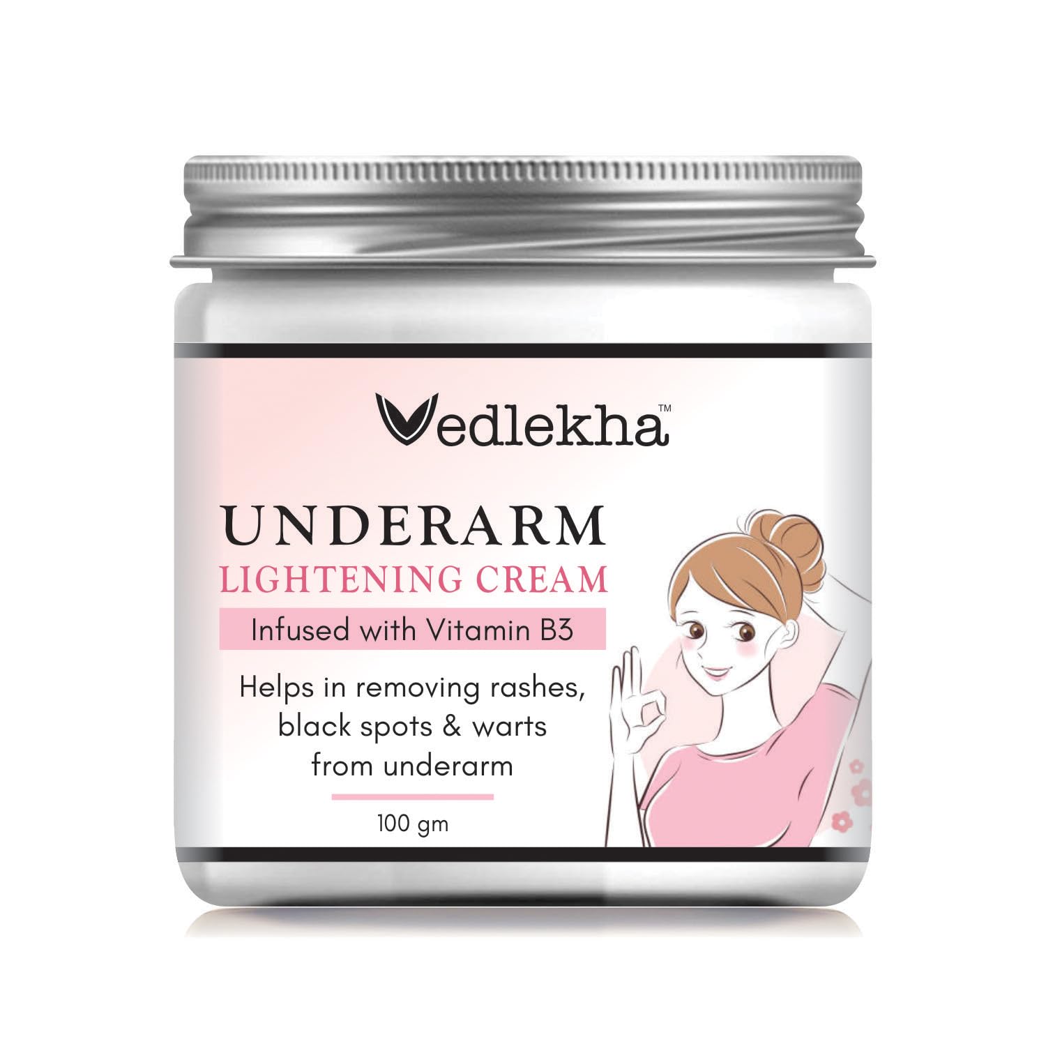 Vedlekha Brightening Cream for Underarms & Bikini Area | Sensitive Skin Safe Lightening Treatment for Men & Women | All Skin Types | 100g | Reduce Dark Spots for Confidence in Swimwear & Summer Outfits