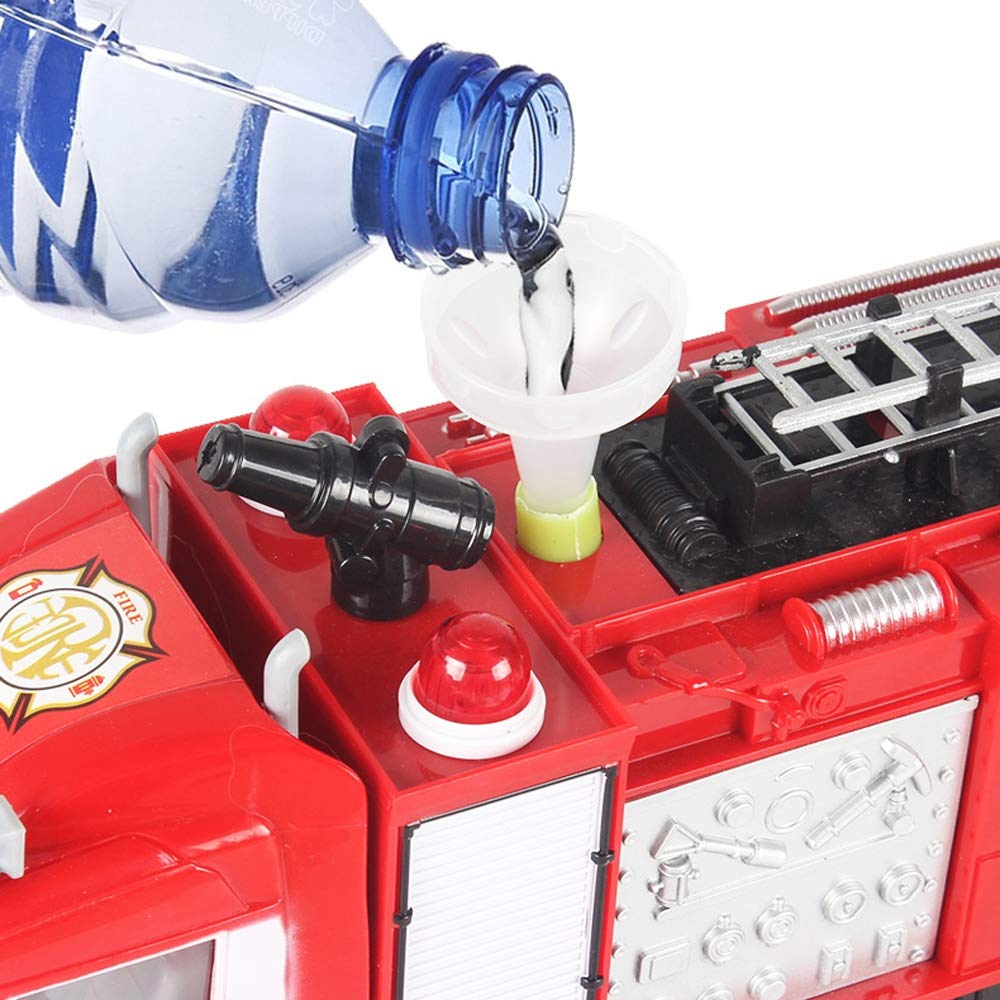 LLQAI Remote Control Fire Truck Toy with Ladder Lift & Water Sprinkler - RC Engineering Fire Rescue Vehicle Model for Boys - Perfect for Pretend Play, Outdoor Adventures & STEM Learning