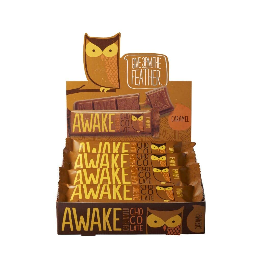 Awake Caffeinated Chocolate Energy Bar with Caramel - 72 Count Pack - Boost Energy for Workouts, Hiking & Late-Night Study Sessions