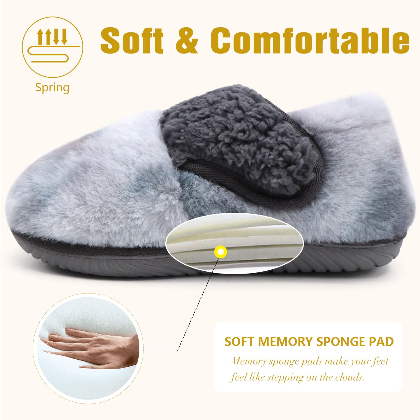 COFACE Women's Memory Foam House Slippers - Soft Fluffy Indoor/Outdoor Slides for Ladies - Perfect for Home, Office, and Travel Comfort