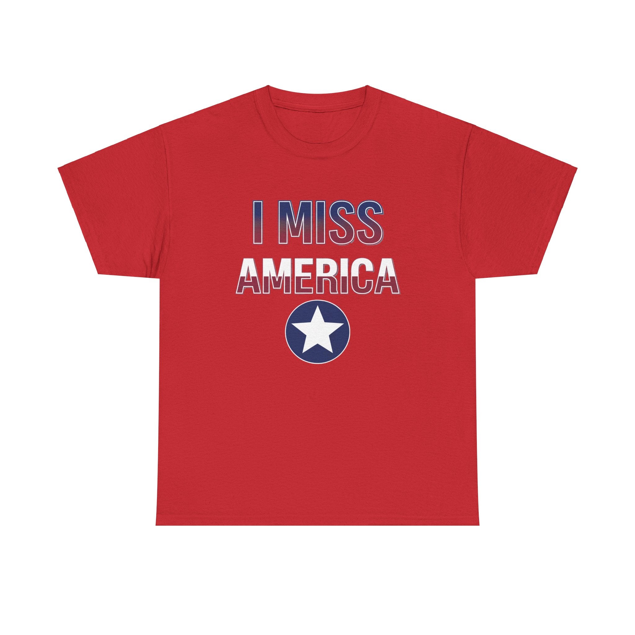 I Miss America Star Unisex Heavy Cotton T-Shirt - Comfortable Casual Wear for Men & Women - Perfect for Patriotic Events, Travel & Everyday Outfits