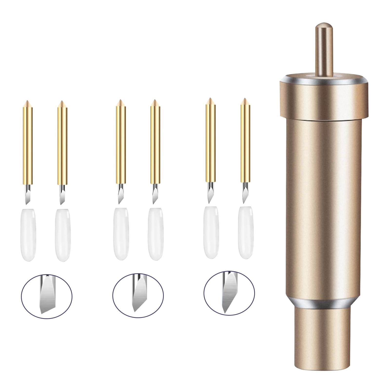 Premium Deep Cut Blade & Housing for Cricut Explore 3/Air 2/Air/One/Maker/Maker 3/Venture - 6PCS Gold Replacement Blades for Thick Materials - Perfect for DIY Crafts, Vinyl Cutting, Cardstock, Leather & Fabric Projects