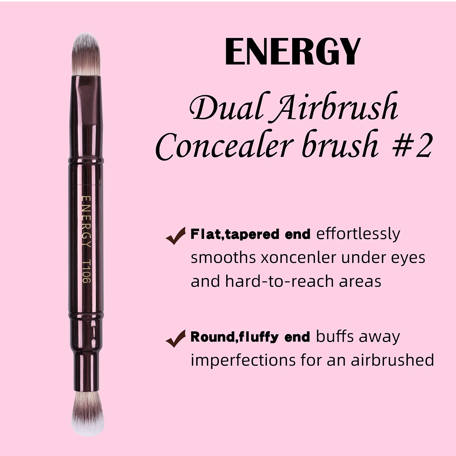 Professional Dual-Ended Concealer & Eyeshadow Brush Set - 2-in-1 Airbrush Blending Brush for Under Eye, Highlighting & Buffing - Works with Liquid, Powder, Cream Concealer & Highlighter - Perfect for Makeup Artists & Daily Beauty Routine