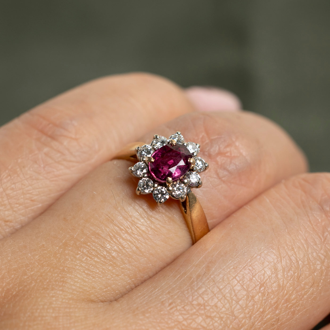 Oval Cut Ruby and Diamond Petal Ring - 0.62ct Ruby with 0.38ctw Diamonds - Size 6.25 - Elegant Engagement, Anniversary or Gift Jewelry for Women