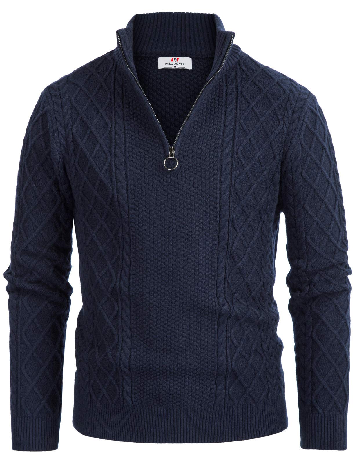 PJ Paul Jones Men's Casual Quarter-Zip Cable Knit Sweater - Warm Thermal Pullover for Winter, Fall & Outdoor Activities | Office, Travel & Weekend Wear