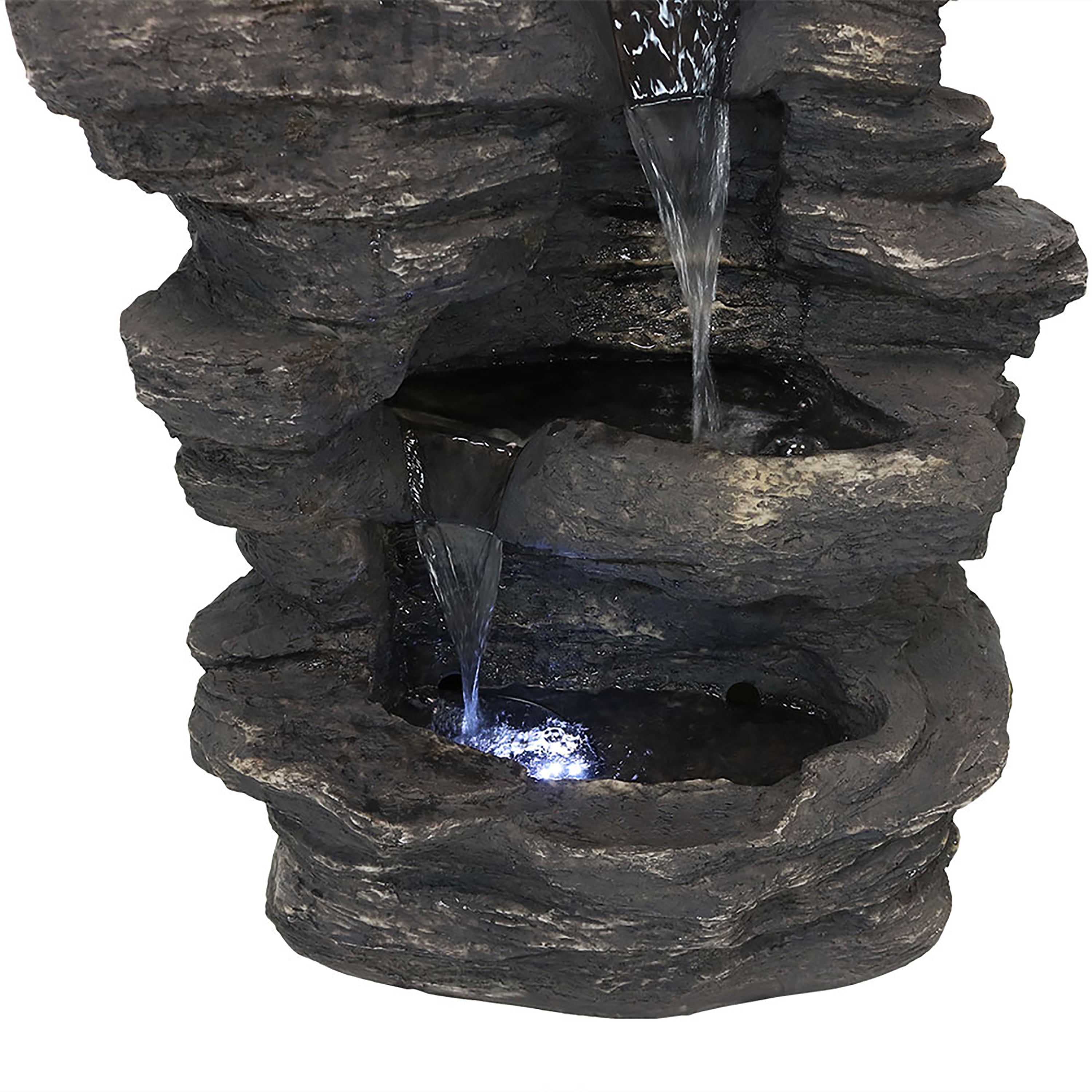 Sunnydaze Rock Falls Electric Waterfall Fountain with LED Lights - 39