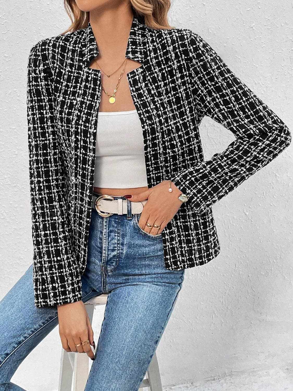 Stylish Plaid Long Sleeve Jacket for Women - Trendy Fall & Winter Outerwear - Perfect for Casual Outings, Office Wear & Date Nights