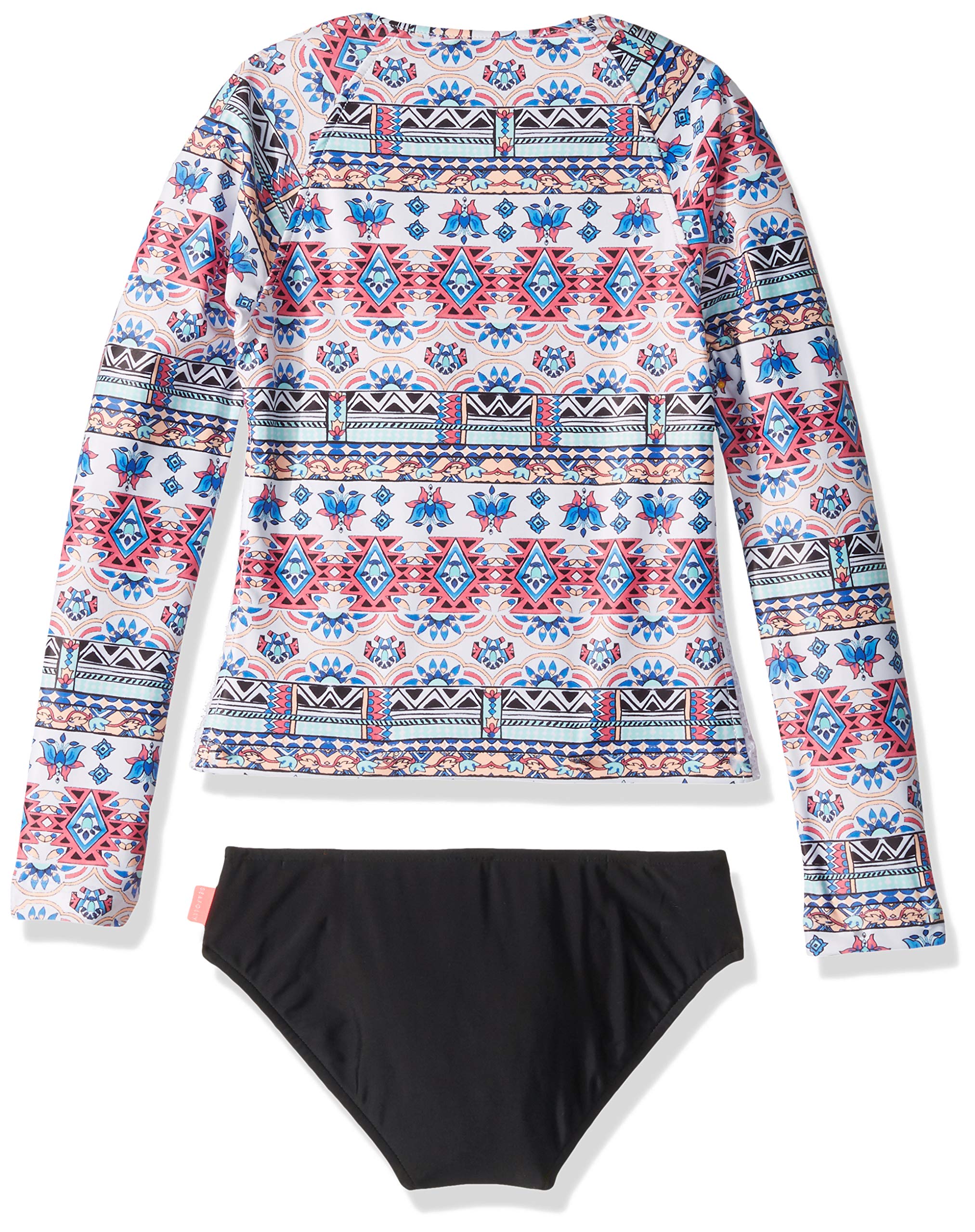Seafolly Girls' Long Sleeve UV Protection Swimwear Set - Rash Guard & Swim Shorts for Surfing, Beach & Pool Activities