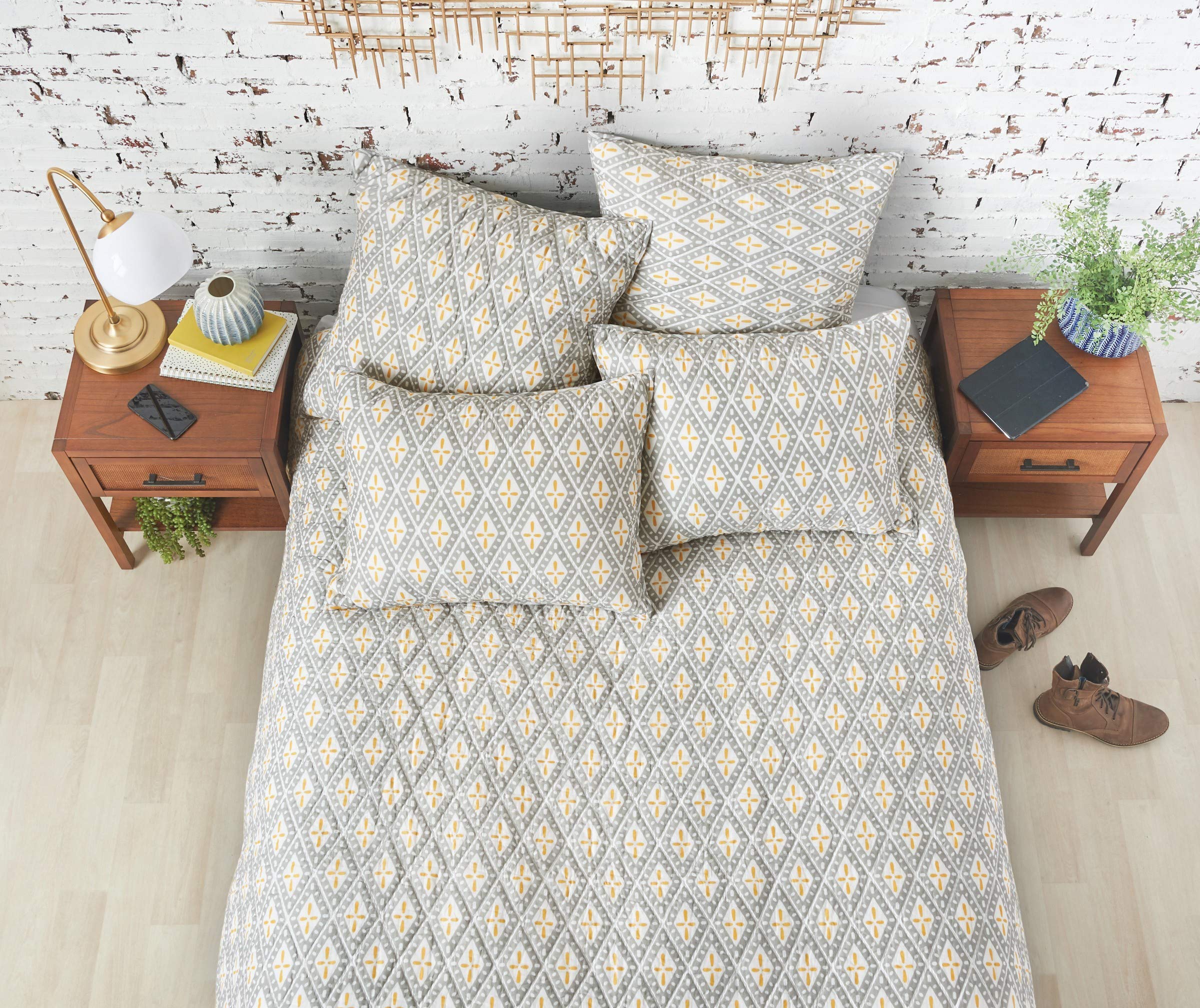 Carol & Frank Liam Ochre Twin Quilt Set - Soft & Cozy 100% Cotton Bedding for Twin Beds - Perfect for Kids Rooms, Guest Bedrooms & Dorm Decor