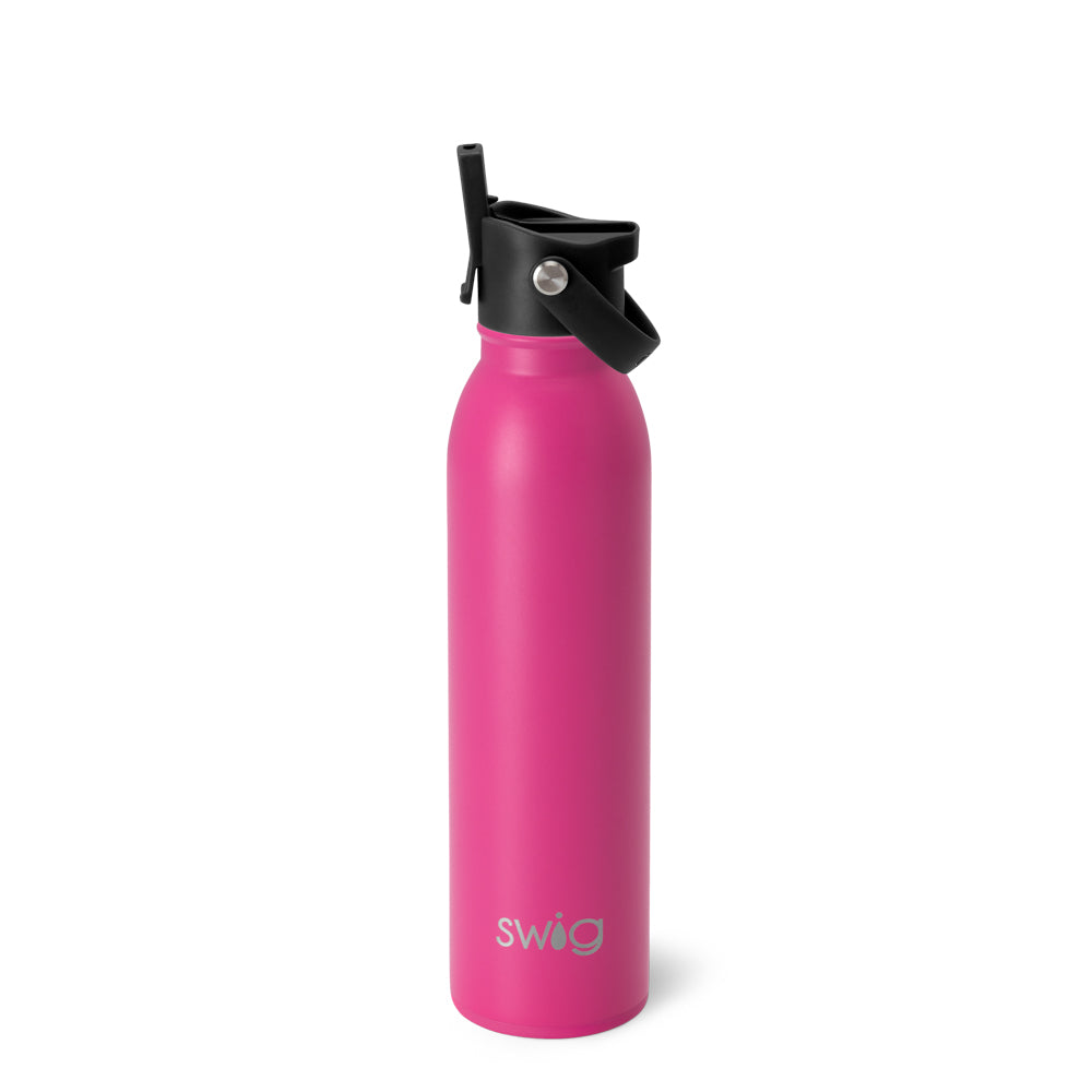 20oz Hot Pink Flip & Sip Water Bottle - Leakproof Insulated Stainless Steel Tumbler for Gym, Office, Travel & Outdoor Activities