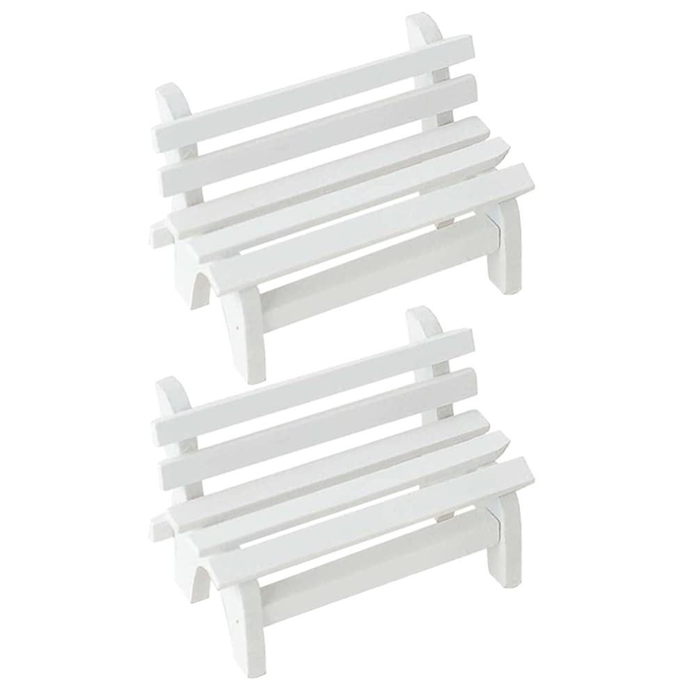 Bestoyard 2-Piece Miniature Wooden Bench Set - Fairy Garden Furniture for Dollhouse, Miniature Landscape & Home Office Decor | Perfect for Fairy Village Displays, DIY Mini Scenes and Tabletop Decoration | Ideal for Fairy Gardens, Dollhouse Accessories, Terrariums and Desktop Displays