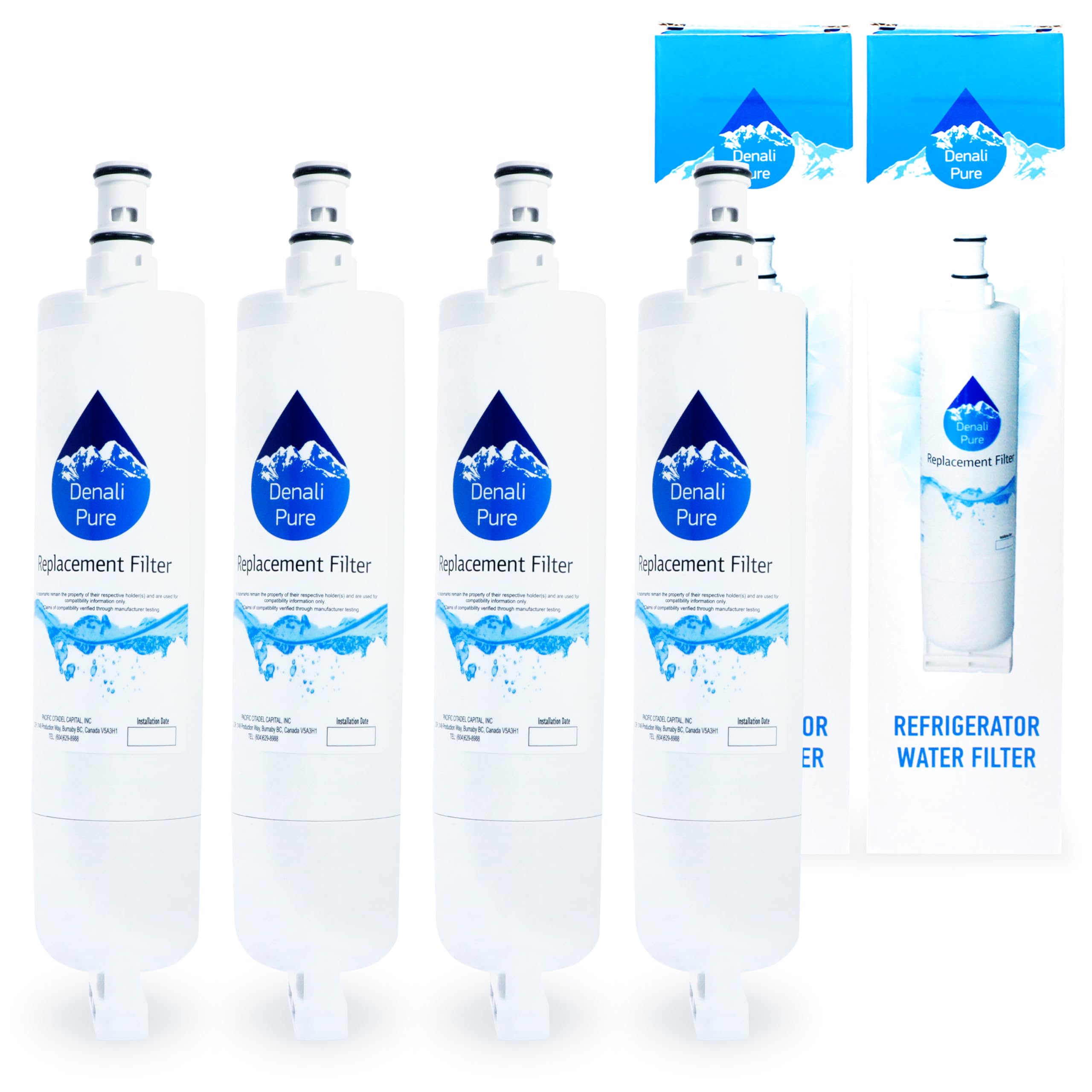 4-Pack Sears/Kenmore Refrigerator Water Filter Replacement (Model 10653359300) - Compatible with 46-9010, 46-9902, 46-9908 - Pure Drinking Water for Home & Office Fridge