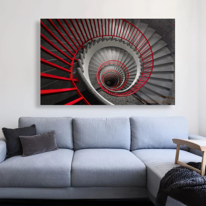 Red Staircase - Modern Home Decor for Living Room, Bedroom & Office | Durable & Stylish Design for Indoor Spaces