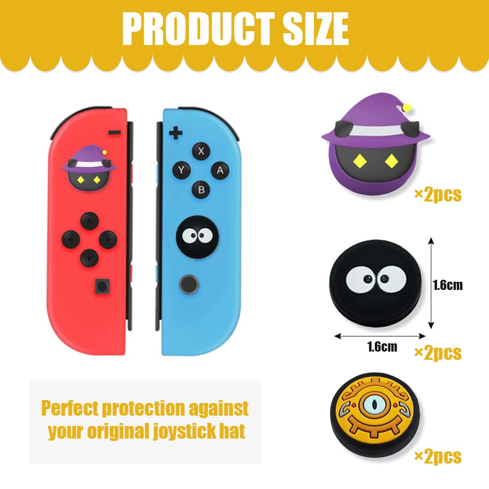 6-Piece Silicone Joystick Caps for Nintendo Switch Joy-Con - Analog Thumbstick Grips & Protective Cover Set - Perfect for Gaming, Travel, and Controller Protection