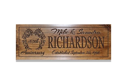 Personalized Wooden Couple Name Sign - Custom 50th Anniversary Gift for Parents & Grandparents - Perfect for Home Decor & Romantic Gifts