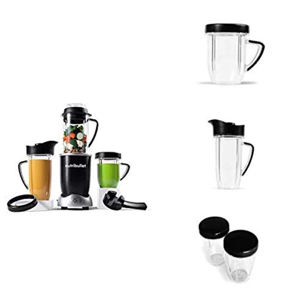 NutriBullet Rx Blender Bundle - 30oz Travel Mug, 45oz Pitcher & 2 Leak-Proof Lids - High-Speed Nutrient Extractor for Smoothies, Juices & Meal Prep - Perfect for Home, Office & Gym Use
