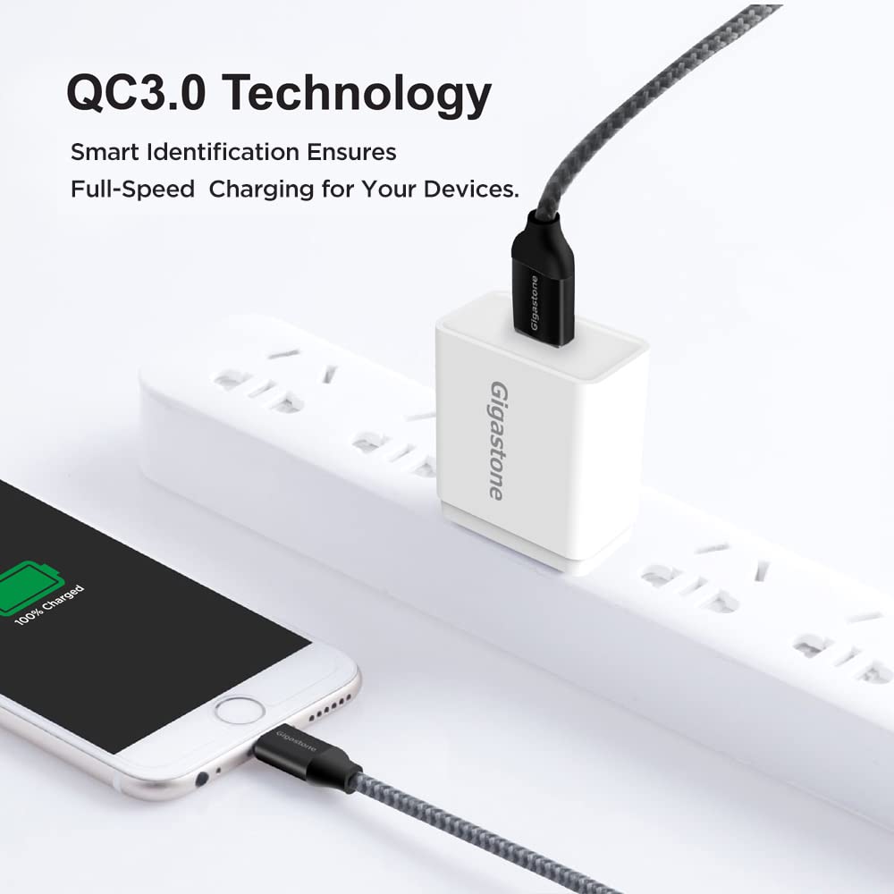 Gigastone 18W USB A Wall Charger [2 Pack] - QC3.0 Qualcomm Certified Fast Charging Power Adapter for iPhone 16/15/14/13/12/11 Pro Max, Galaxy S22/S21/S20 - Compact Travel Charger for Home, Office & Car Use