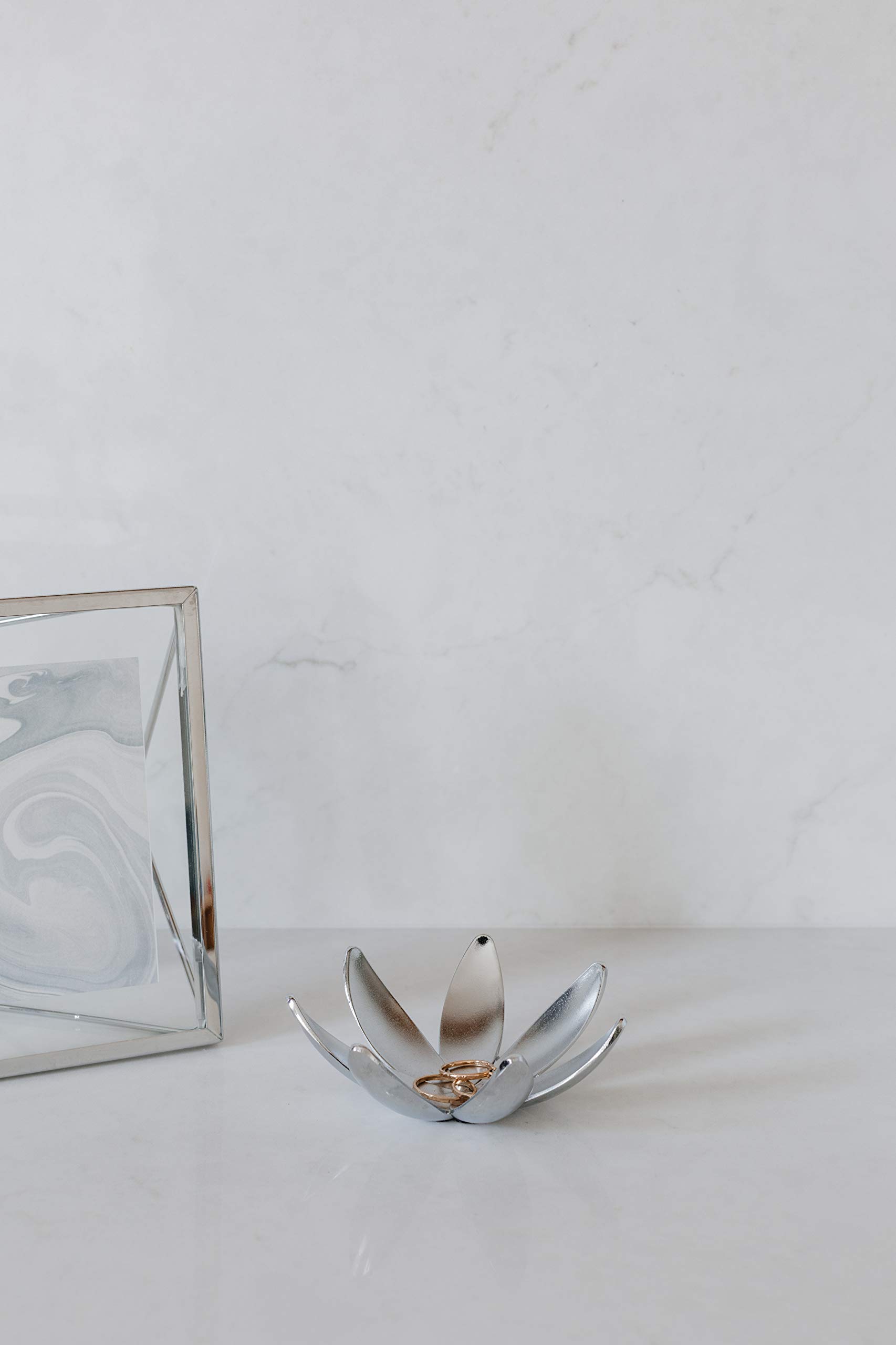 Chrome Magnolia Ring Dish for Jewelry Storage