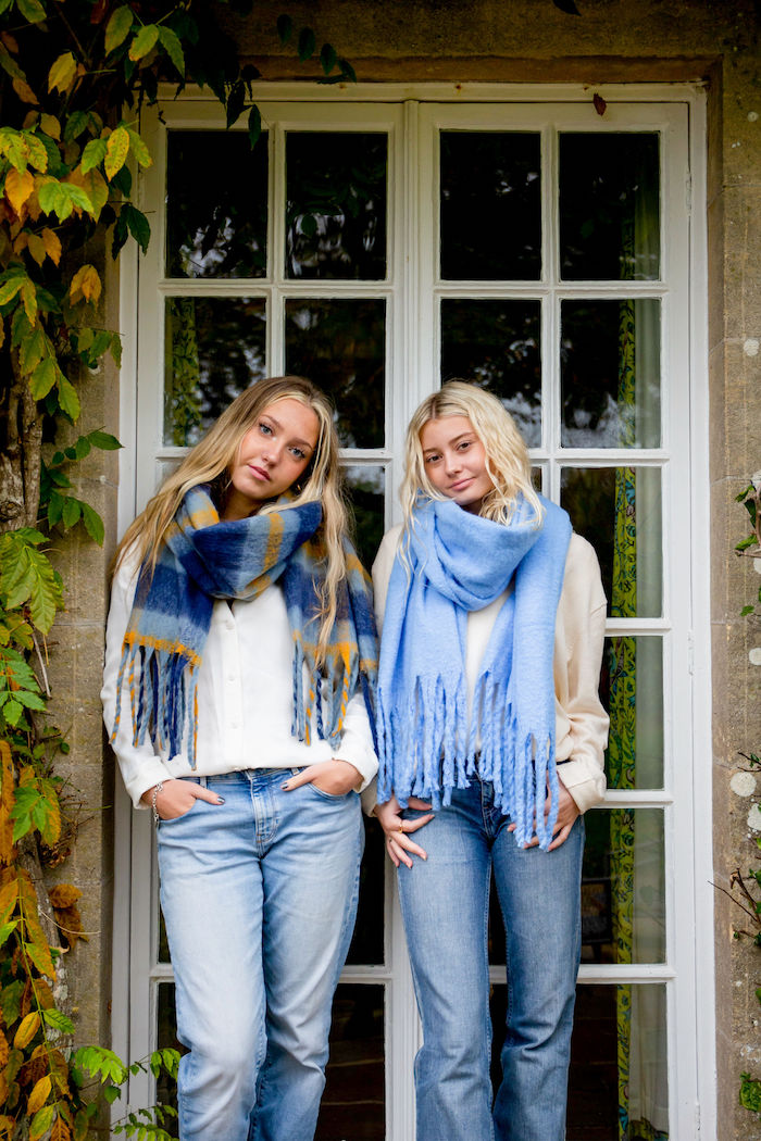 Cozy Blue Blanket Scarf for Women - Soft Winter Wrap Shawl - Perfect for Cold Weather, Travel & Outdoor Activities