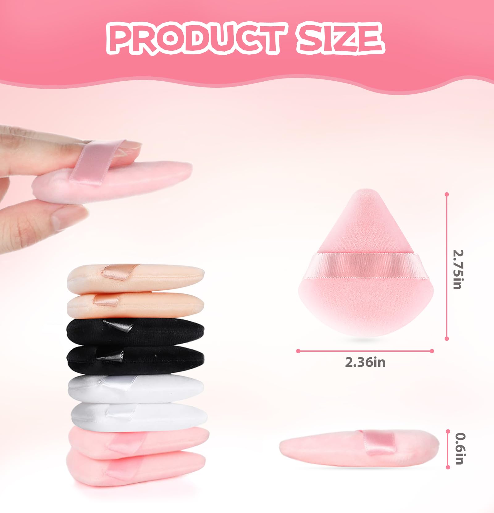 8-Piece Velour Triangle Powder Puffs - Soft Makeup Sponges for Foundation & Blending - Reusable Cosmetic Beauty Tools for Flawless Face Makeup Application