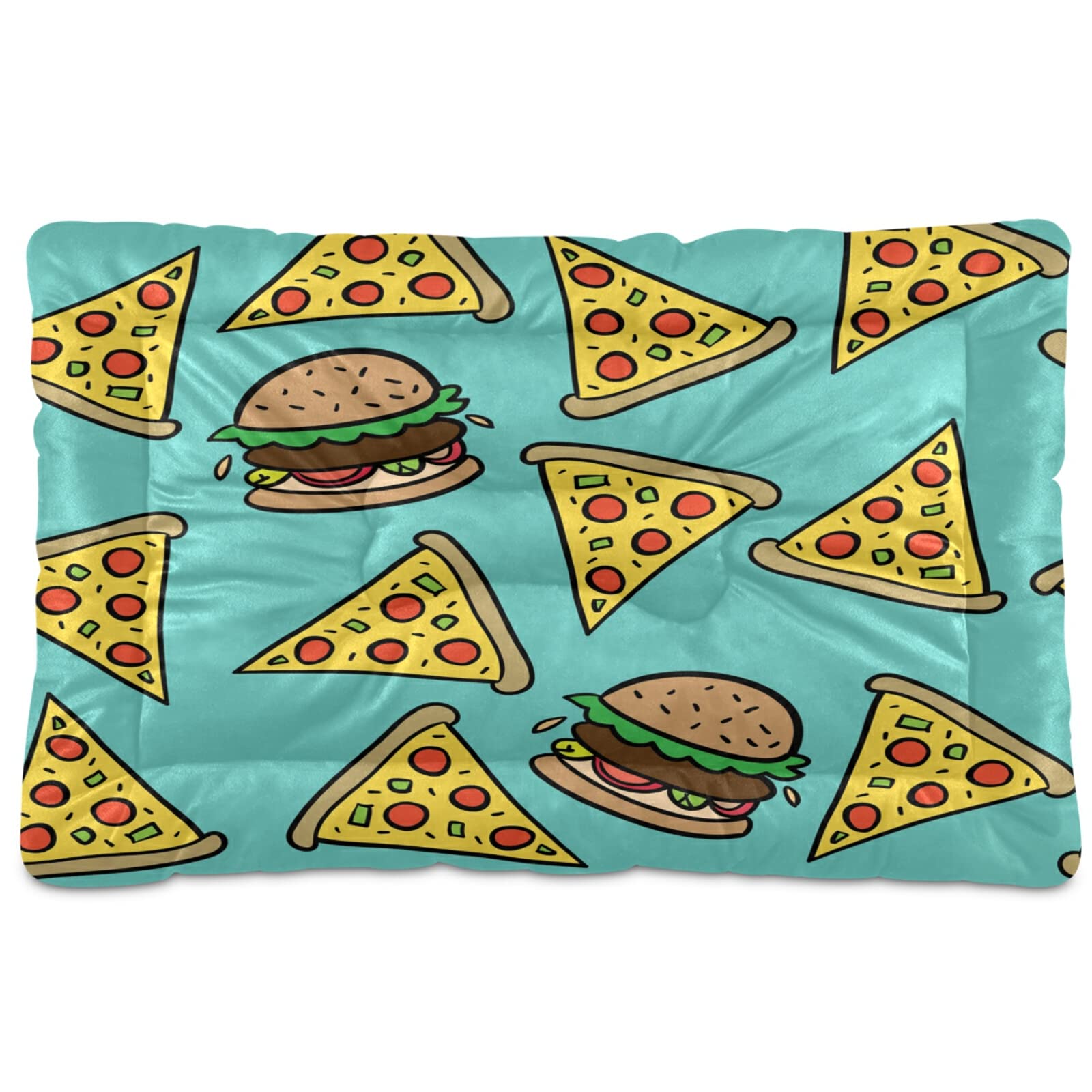 Xigua Ultra Soft Rectangle Hamburger & Pizza Dog Bed - Comfortable Pet Bed for Small & Medium Dogs & Cats (24x18 Inches) - Perfect for Home, Crate & Travel Use