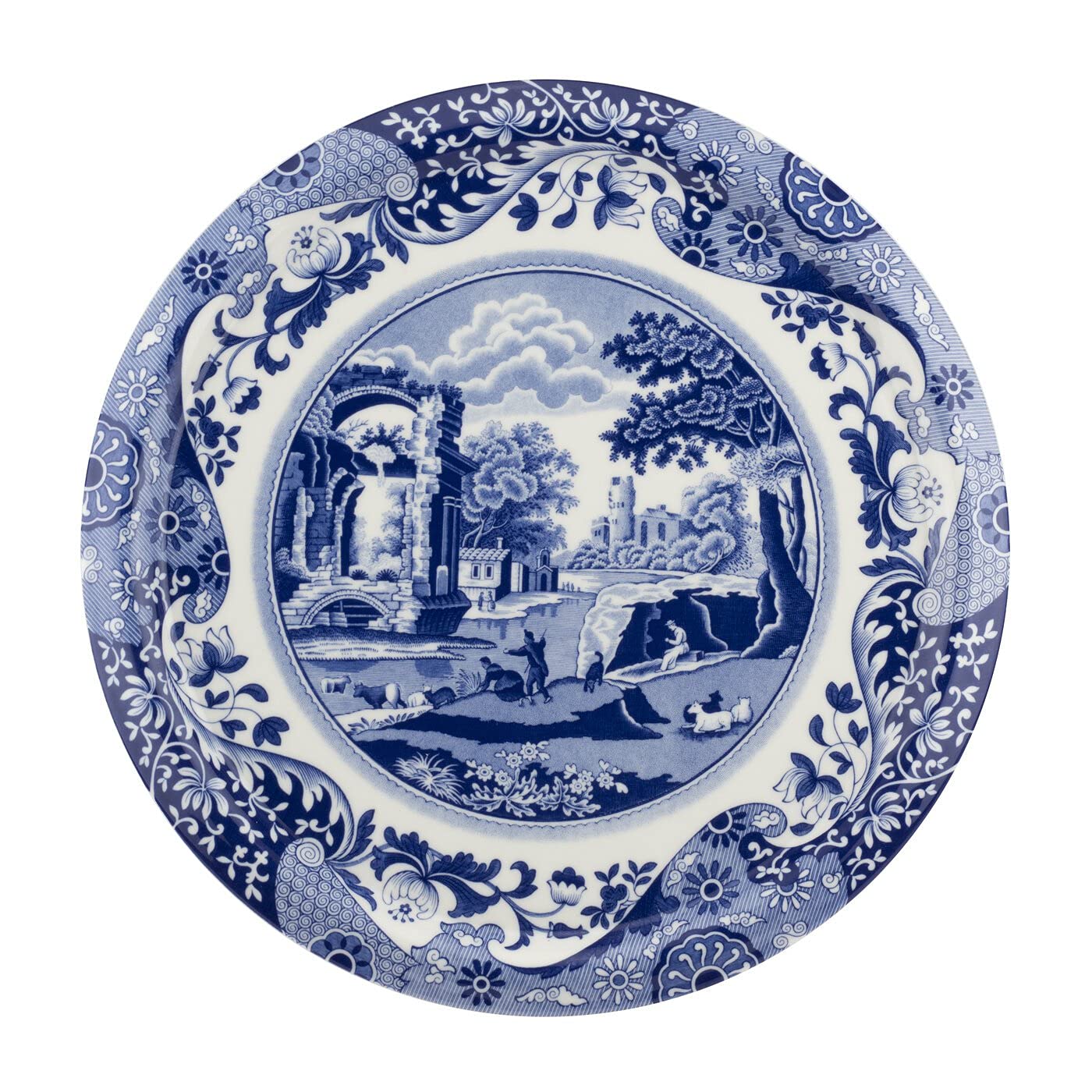 Spode Blue Italian 2-Piece Serving Platter with Dome Cover - 11.5-Inch Porcelain Tray for Cake, Pastries, Cheese & Appetizers | Elegant Dinnerware for Parties, Tea Time & Holiday Entertaining | Dishwasher Safe