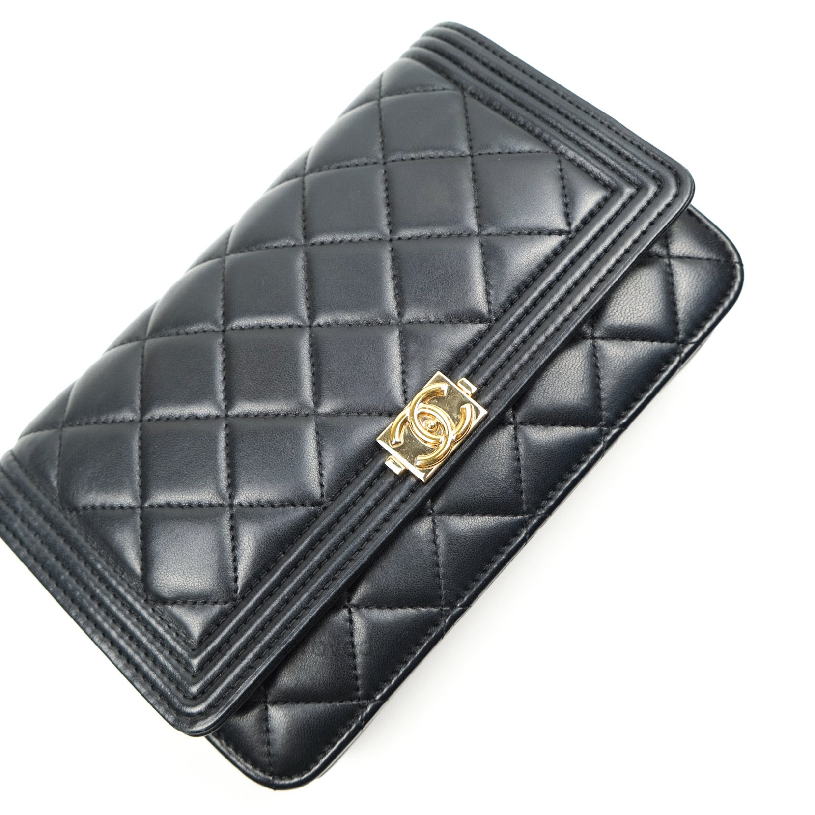 Chanel Boy Wallet on Chain WOC Black Lambskin Gold Hardware - Luxury Crossbody Bag for Women, Perfect for Evening Parties & Daily Use