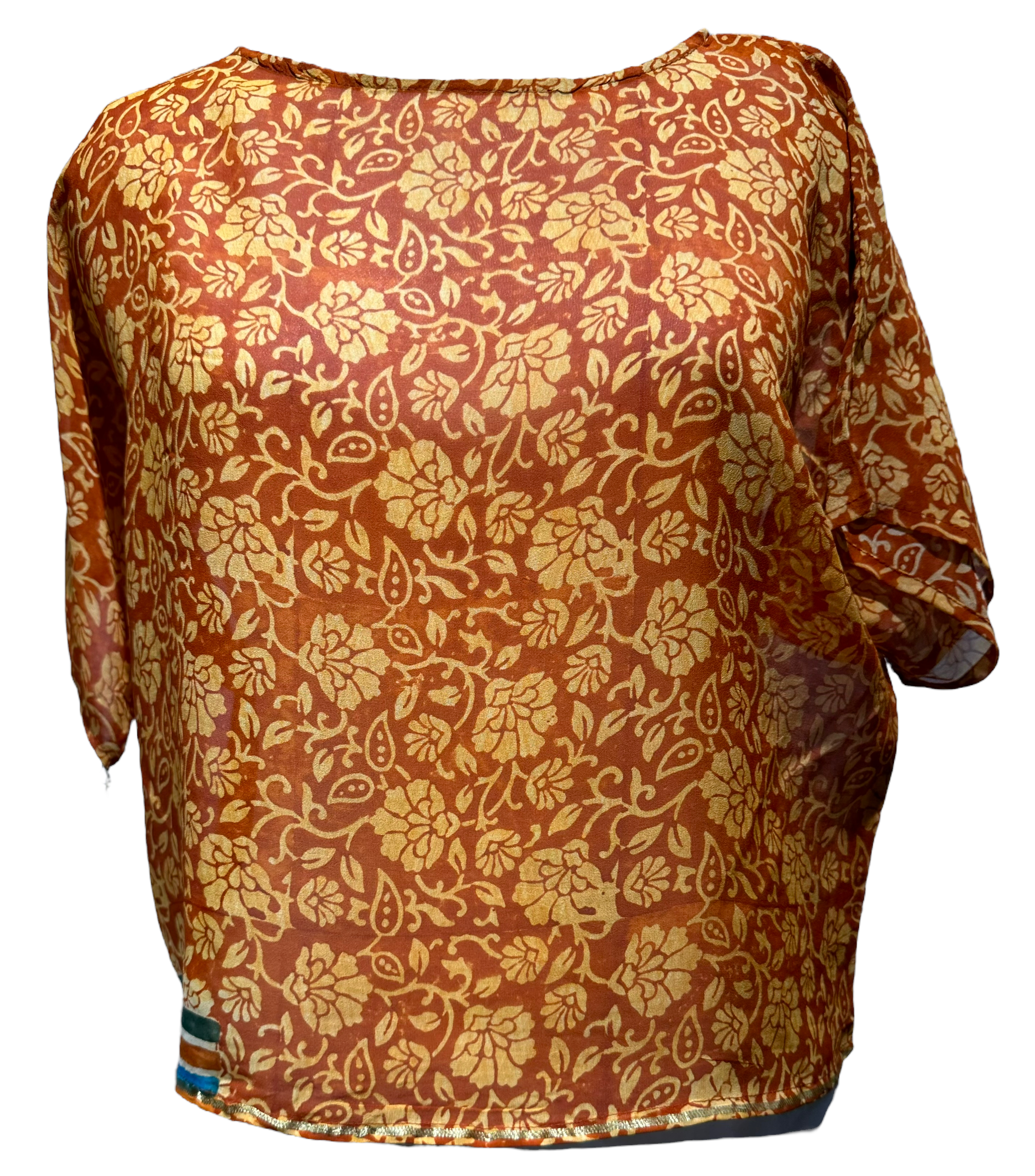PRG2808 Tove Jansson Sheer Boxy Silk Top - Women's Pure Silk Blouse for Casual Wear & Evening Outfits