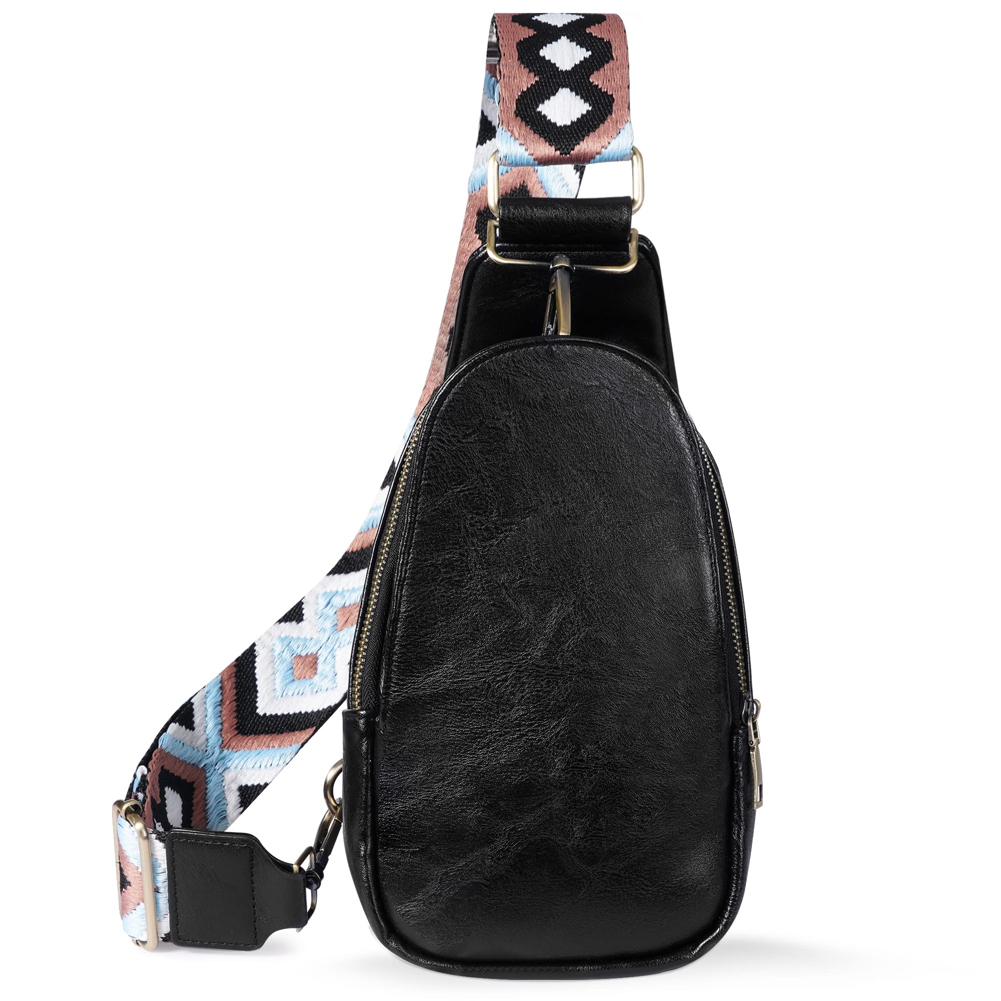 KFXFENQ Women's PU Leather Sling Bag - Small Crossbody Chest Backpack for Cycling, Travel & Daily Use | Lightweight & Multipurpose Shoulder Bag