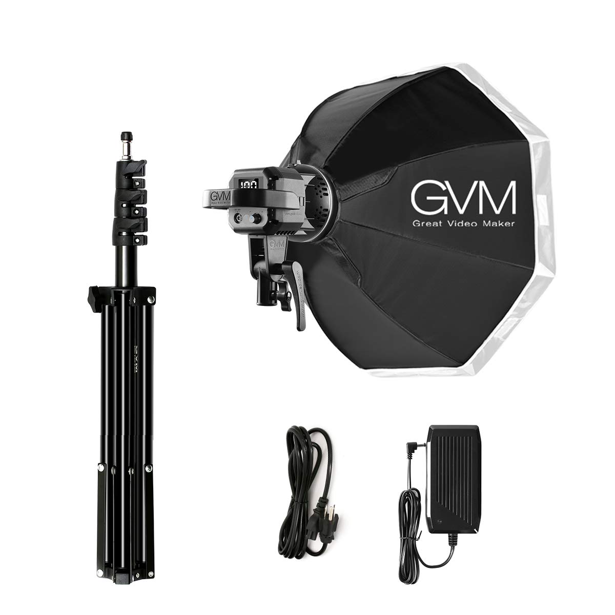 GVM 80W LED Video Light Kit with 22in Softbox & Tripod Stand - 5600K Daylight, CRI97+ for Photography, YouTube, Wedding & Studio Lighting | Bowens Mount Compatible | Perfect for Vlogging, Live Streaming & Portrait Photography