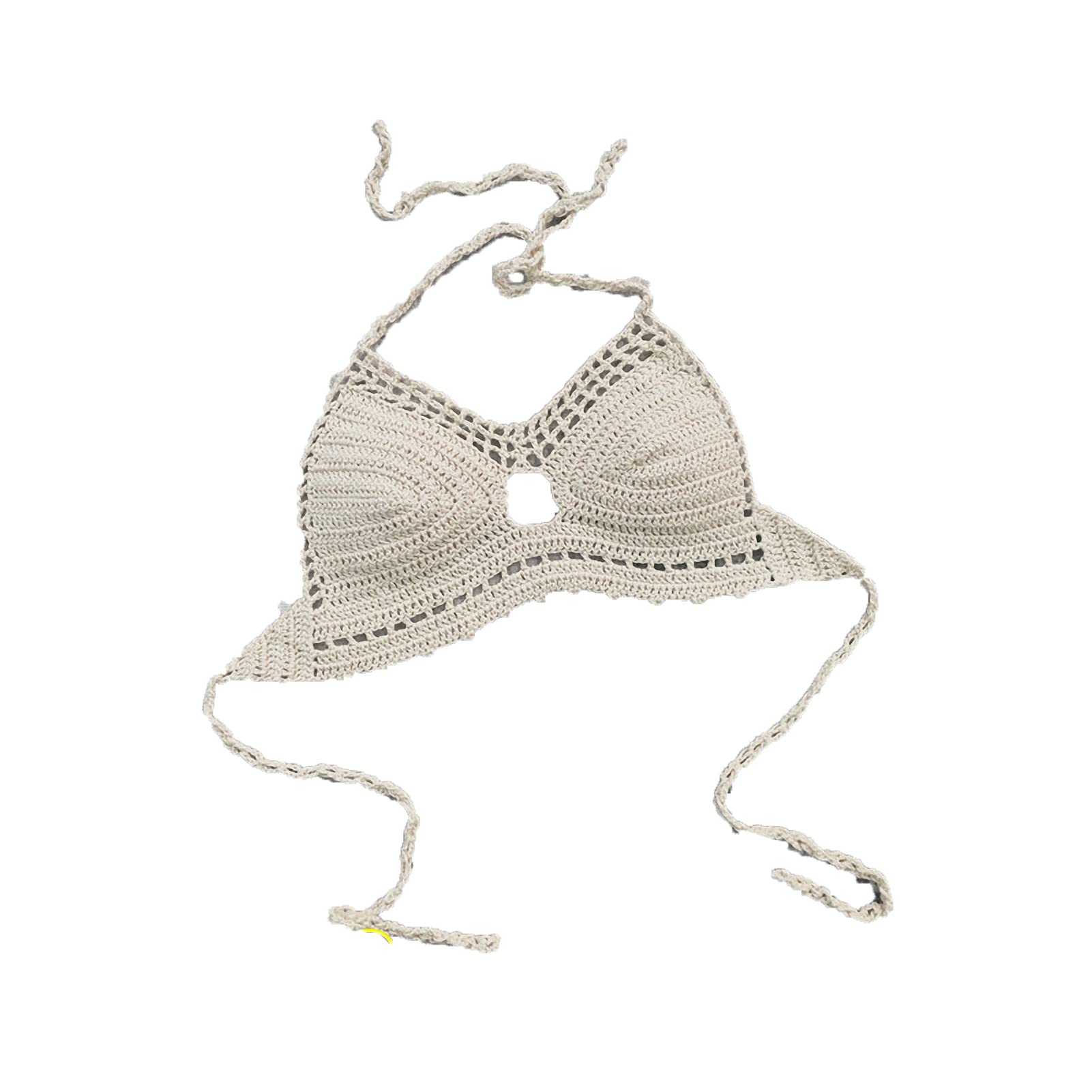 Boho Beach Hand Crochet Crop Top Hollow Bra Bikini Halter - Stylish Summer Swimwear for Women, Perfect for Pool Party, Beach Vacation and Music Festival