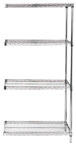 4-Tier Chrome Wire Shelving Add-On Kit - 18 x 60 x 63 Inches - Heavy Duty Storage Rack for Garage, Pantry, or Commercial Use