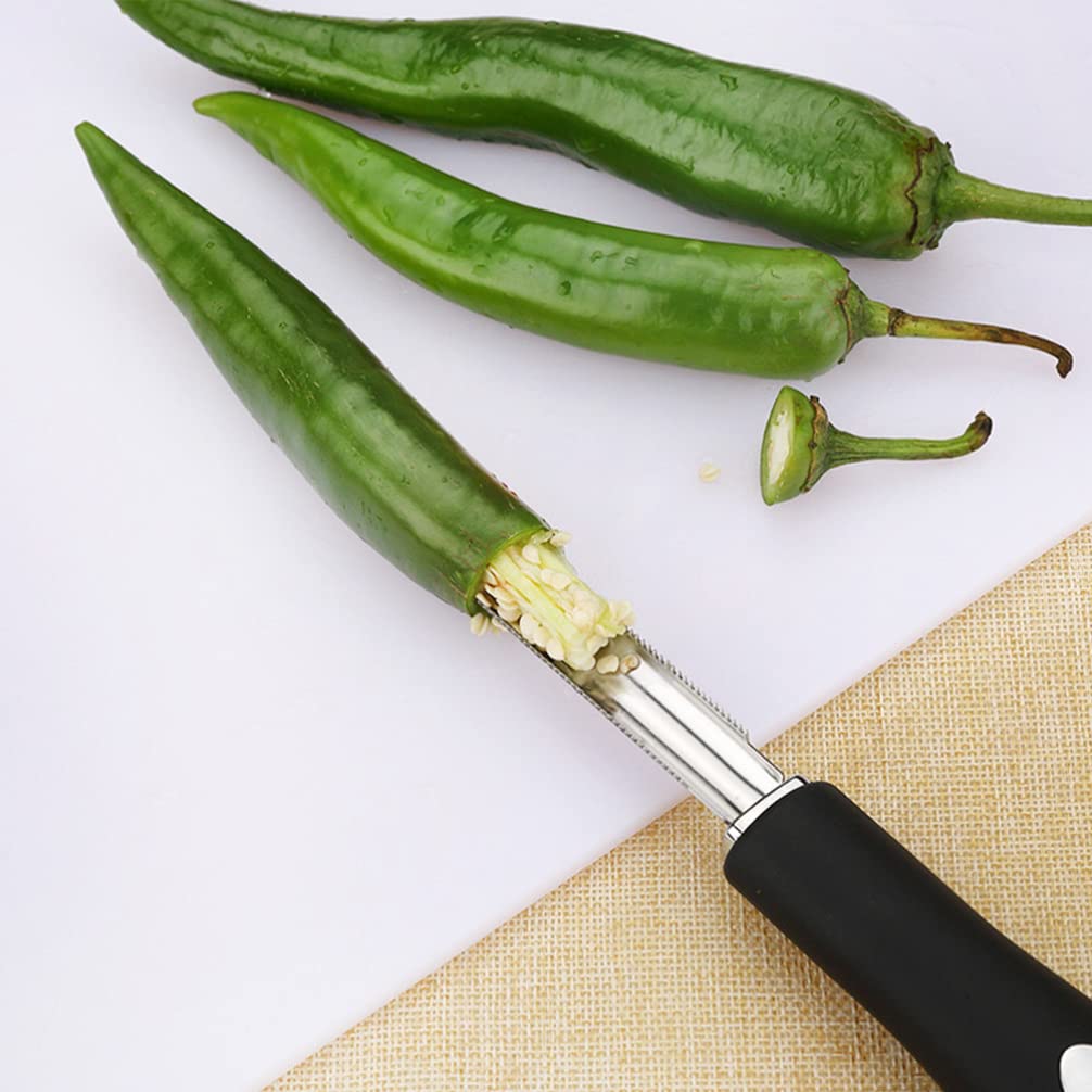 HEMOTON Stainless Steel Jalapeno Corer & Fruit Pit Remover - Professional Grill Tools for Peppers, Watermelon Slicer & Core Removing Kitchen Gadget - Perfect for BBQ, Picnics & Home Cooking