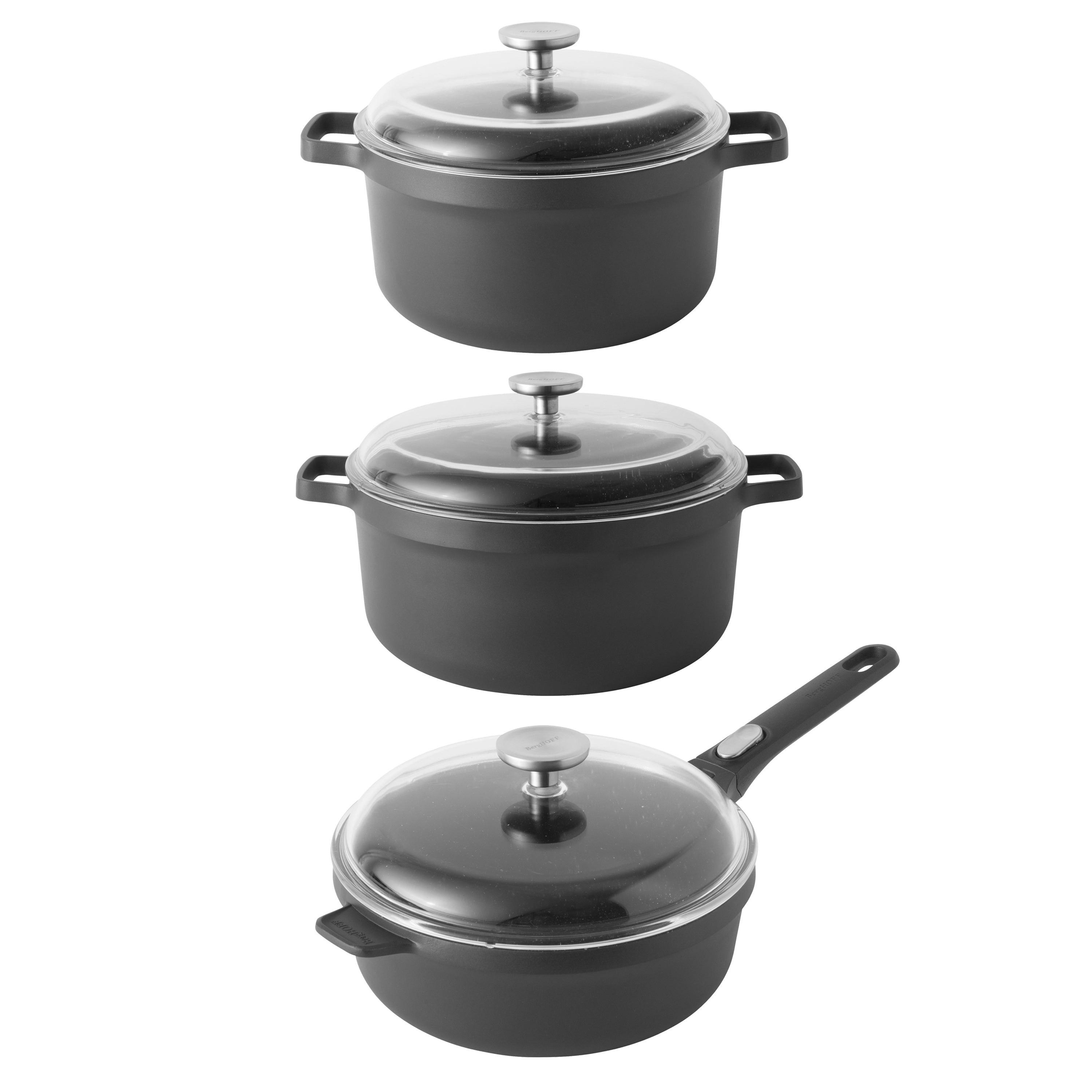 BergHOFF GEM 6-Piece Cast Aluminum Non-Stick Cookware Set - Perfect for Simmering, Sauteing & Everyday Cooking | Durable Kitchen Pots & Pans for Home Chefs