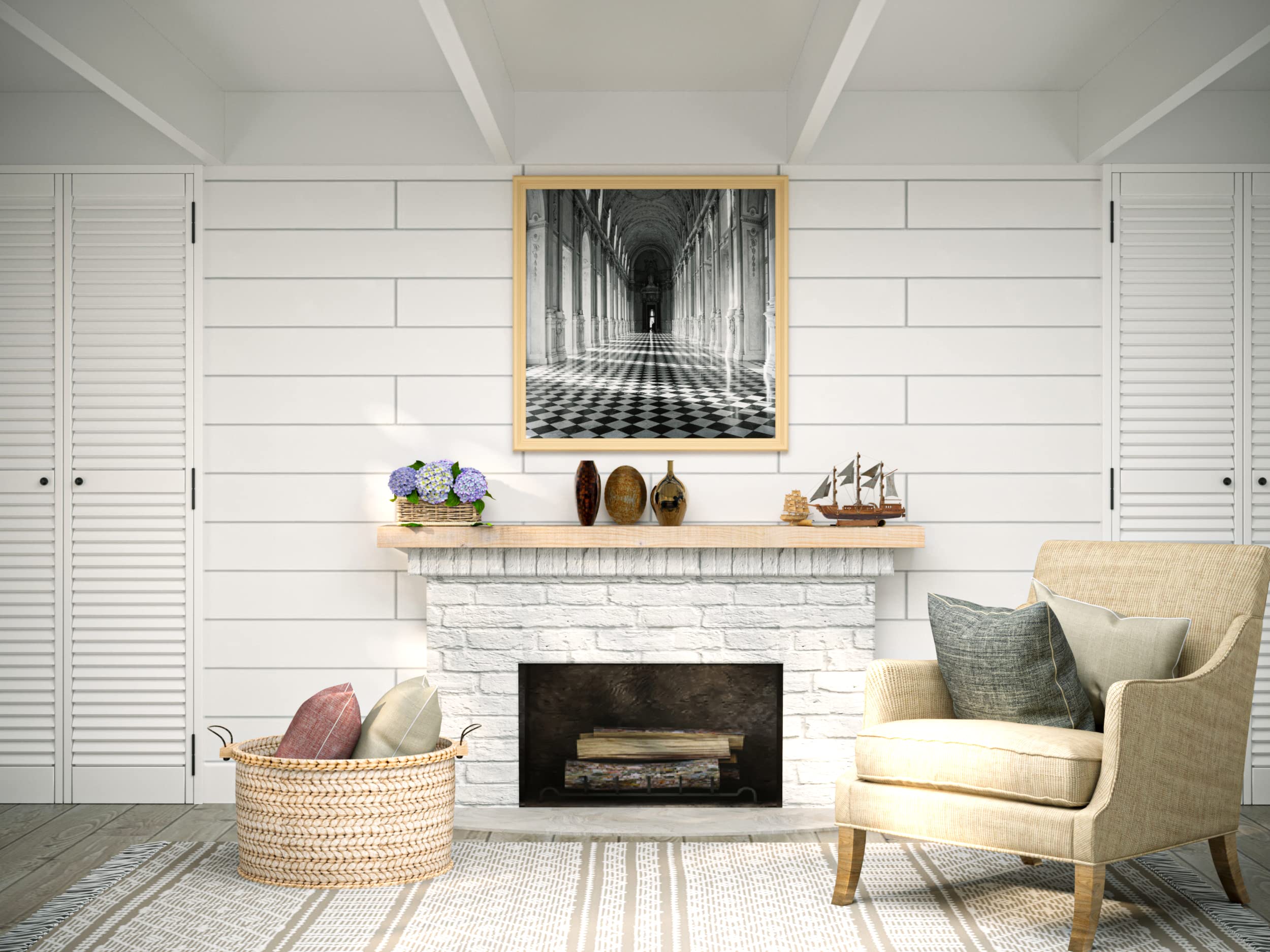 DOGBERRY 42 Inch Rustic Farmhouse Solid Wood Fireplace Mantel Shelf - Unfinished 3 Inch Thick Slab for Living Room, Bedroom & Cabin Decor | Perfect for Displaying Photos, Candles & Holiday Decorations