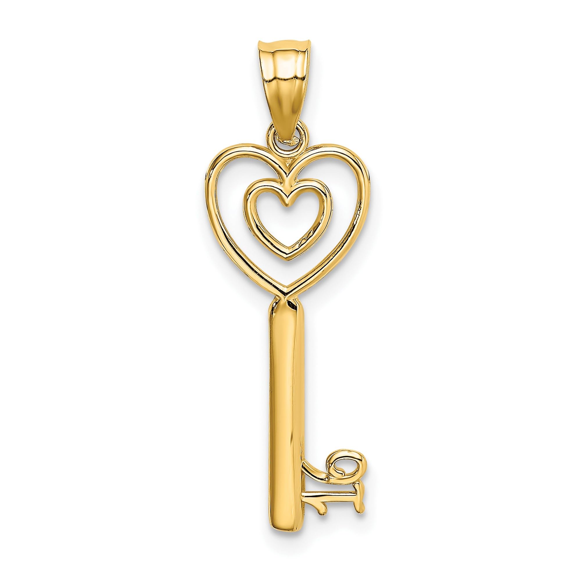 10K Solid Yellow Gold Key Heart Love Pendant Necklace - Sweet 16 Birthday Gift for Daughter, Teen Girl Jewelry - Perfect for Anniversary, Valentine's Day & Graduation