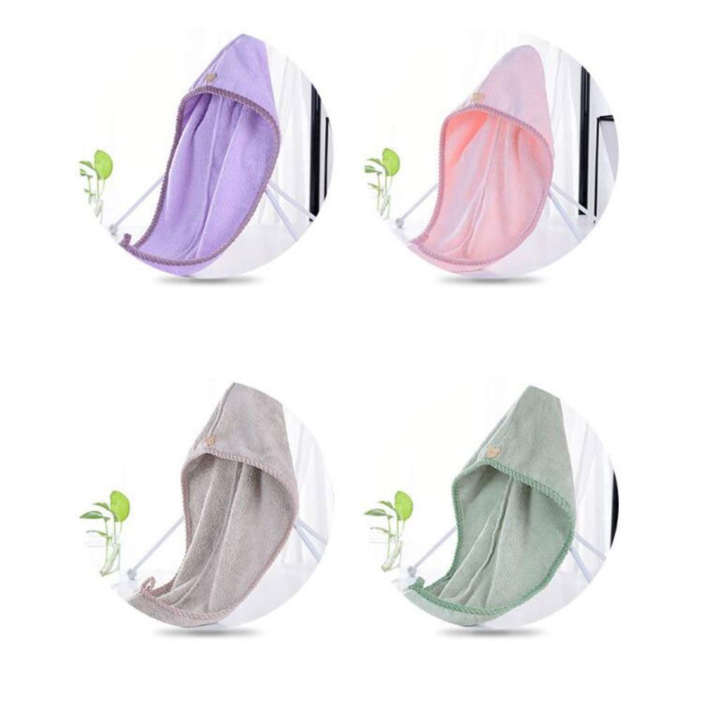 4 Pack Super Absorbent Microfiber Hair Towel Cap - Quick Dry Hair Wrap for Women with Long Hair, Adjustable Button Design - Perfect for Shower, Swimming & Salon Styling