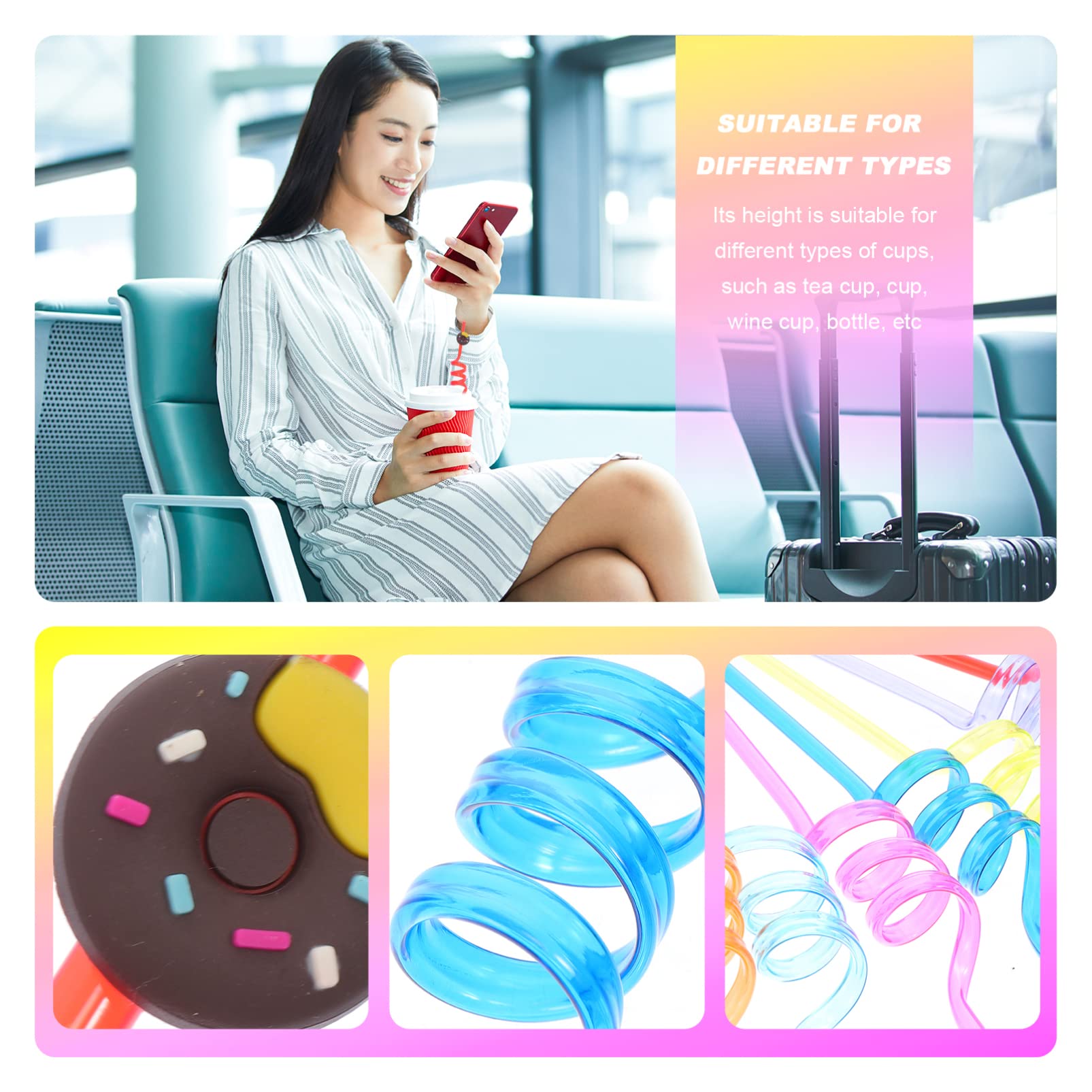 10pcs Spiral Art Straws - Colorful Plastic Drinking Straws for Kids, Cartoon Design Party Supplies - Perfect for Birthday Parties, Baby Showers & Fun Drinks