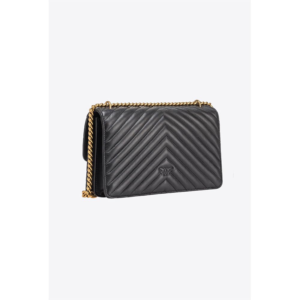 Pinko Women's Love ONE Classic DC Sheep Nappa Leather Shoulder Bag - Stylish Designer Handbag for Work, Travel & Evening Events