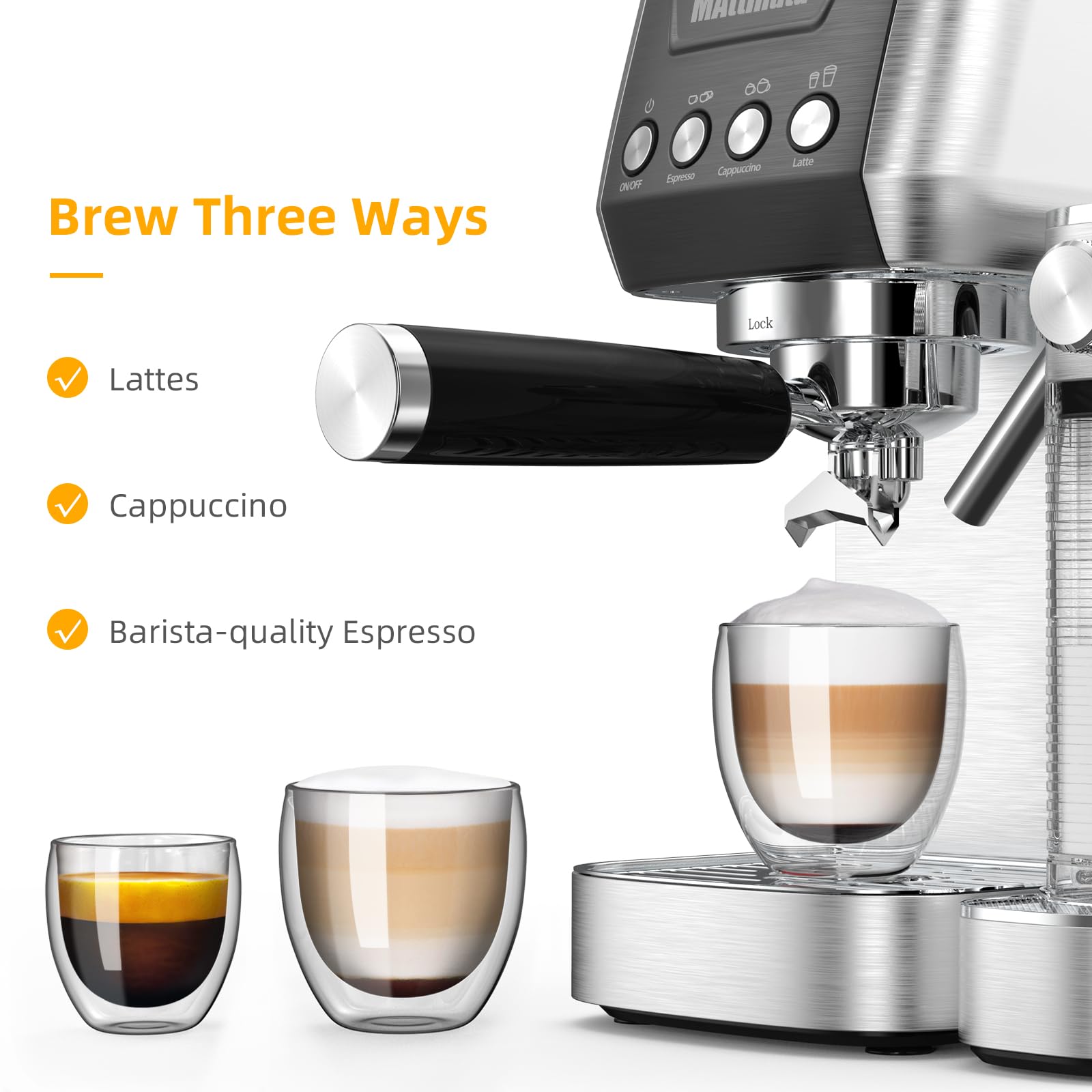 Premium 20 Bar Espresso Machine with Milk Frother - Stainless Steel Cappuccino Maker for Home, Automatic Milk Tank & Long-Lasting Performance - Perfect Gift for Coffee Lovers | Ideal for Home Kitchens, Offices & Coffee Shops