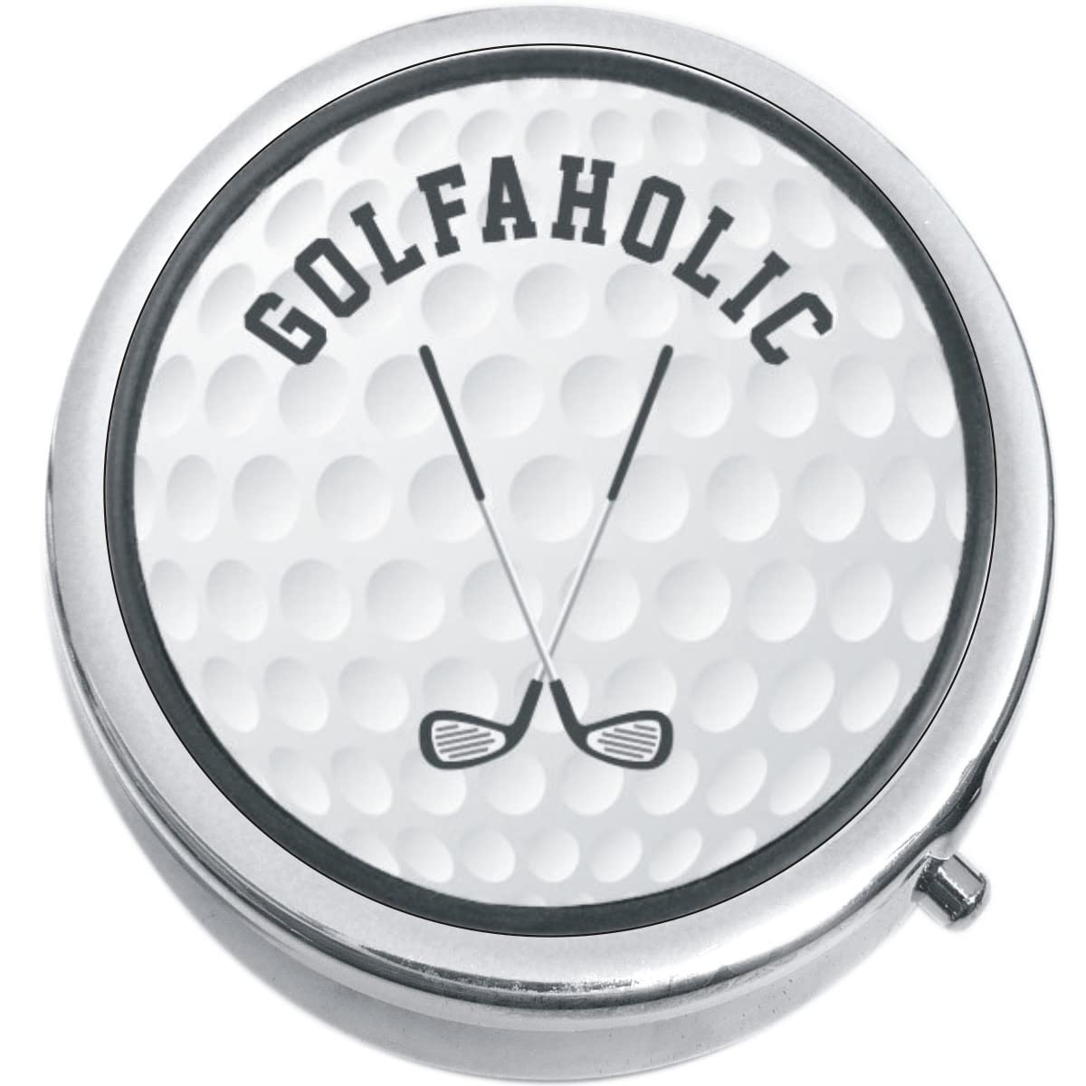 Golfaholic Medicine Vitamin Compact Pill Box - Portable Travel Organizer for Golfers, Vitamins & Supplements - Perfect for Golf Bags, Travel & Daily Use