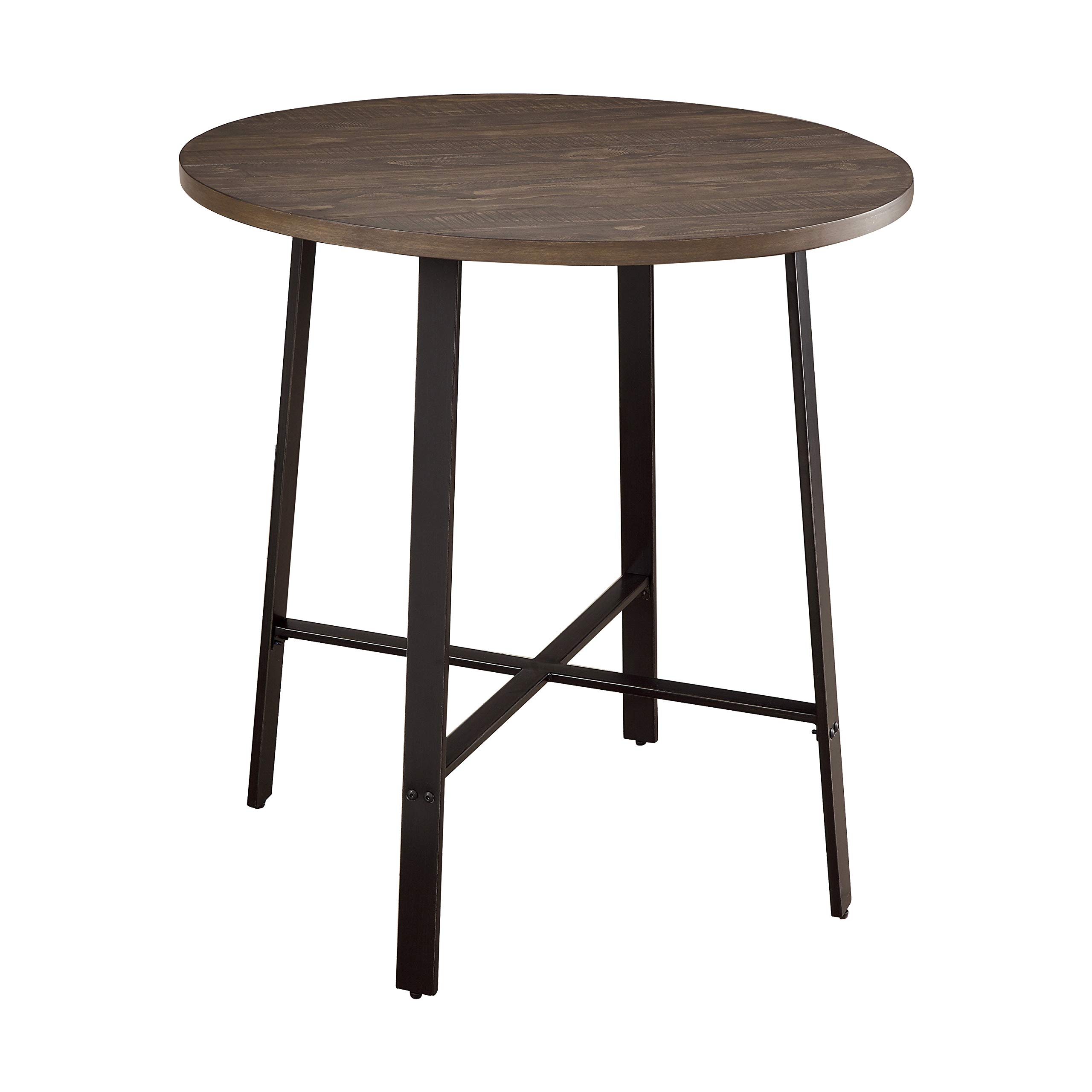 Rustic Round Counter Height Dining Table 36 Inch - Small Kitchen Table for 4 with Black Metal Legs - 36